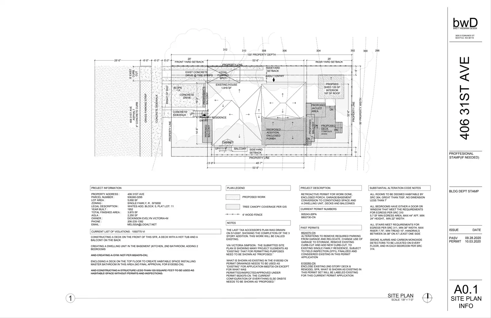 Site plan for 406 31st Ave