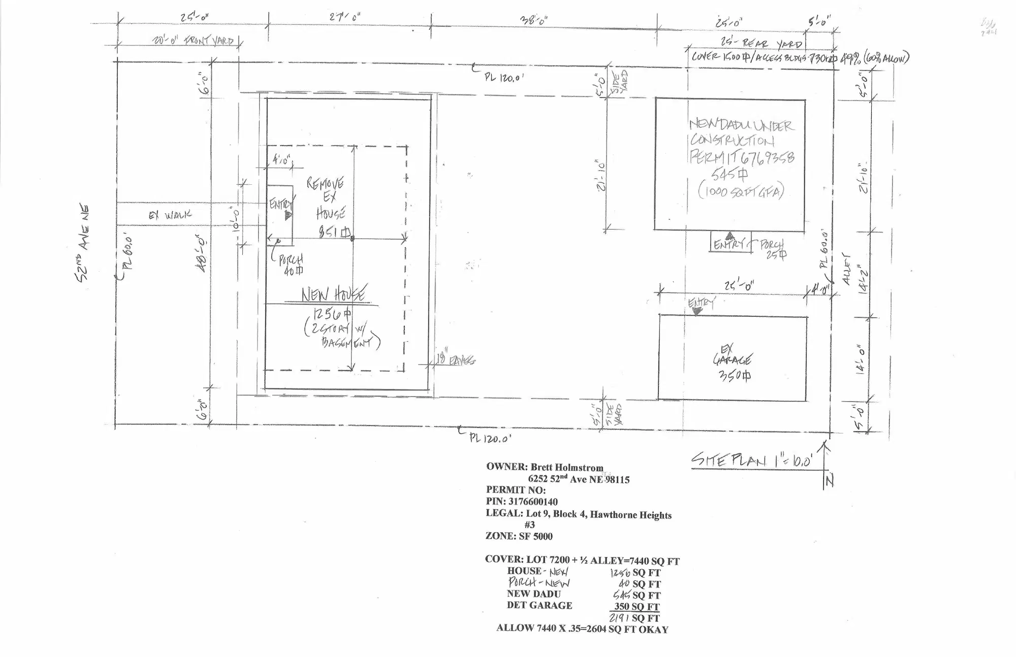 Site plan for 6252 52nd Ave NE