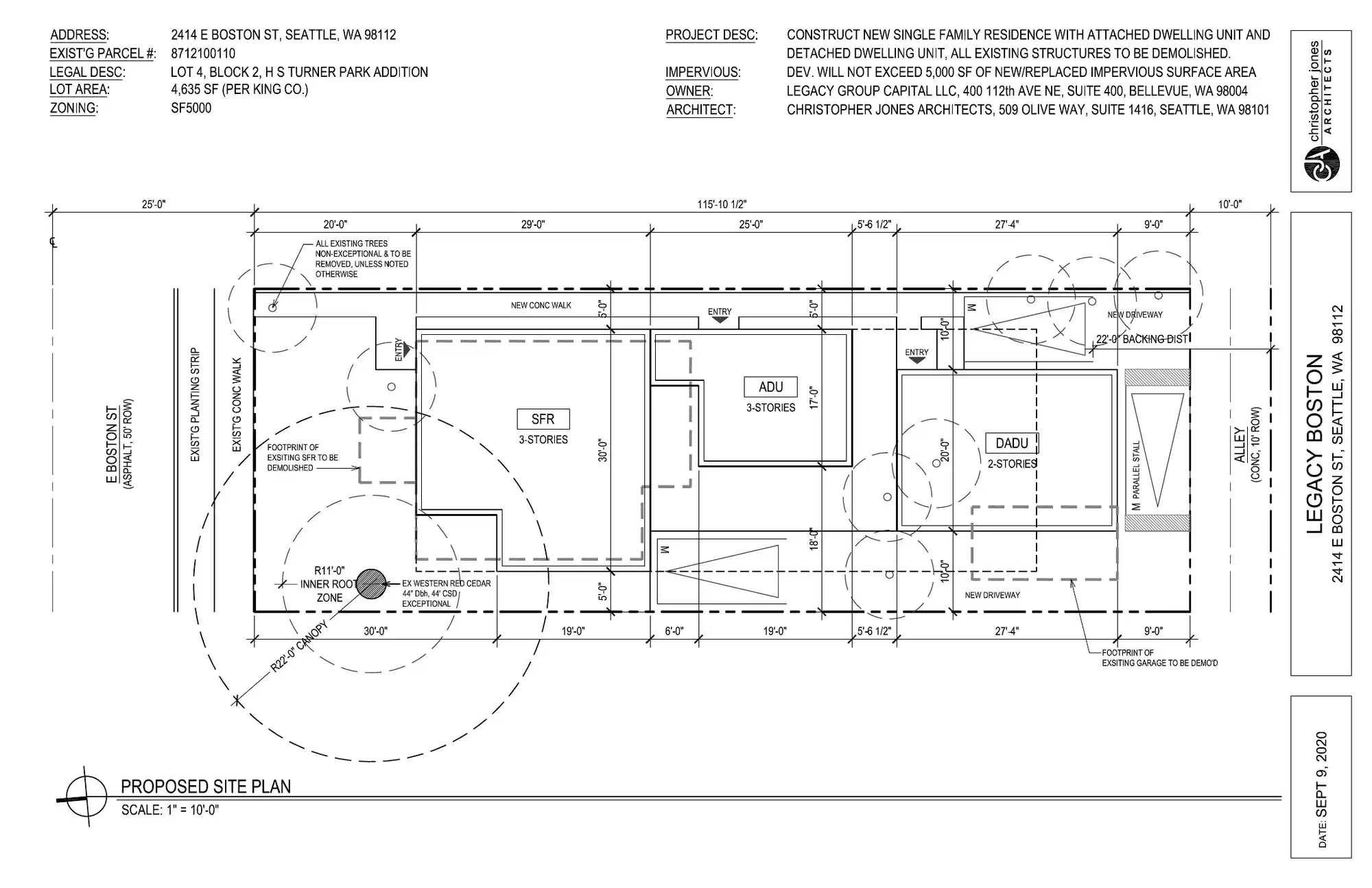 Site plan for 2415 E Boston St