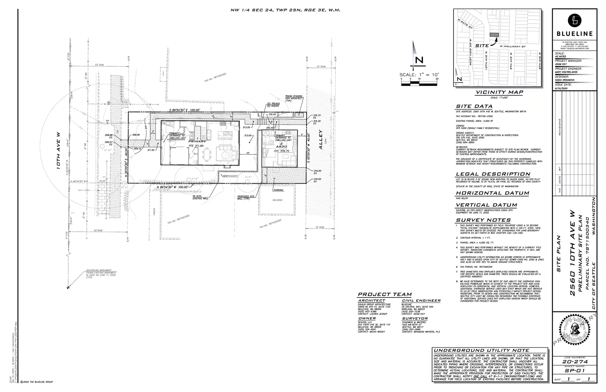 Site plan for 2560 10th Ave W