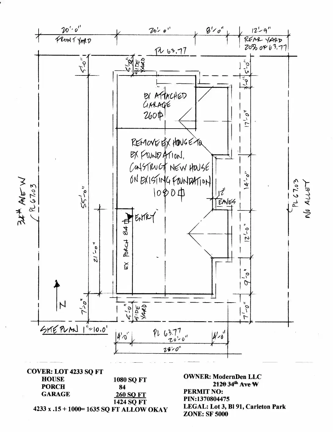 Site plan for 2120 34th Ave W