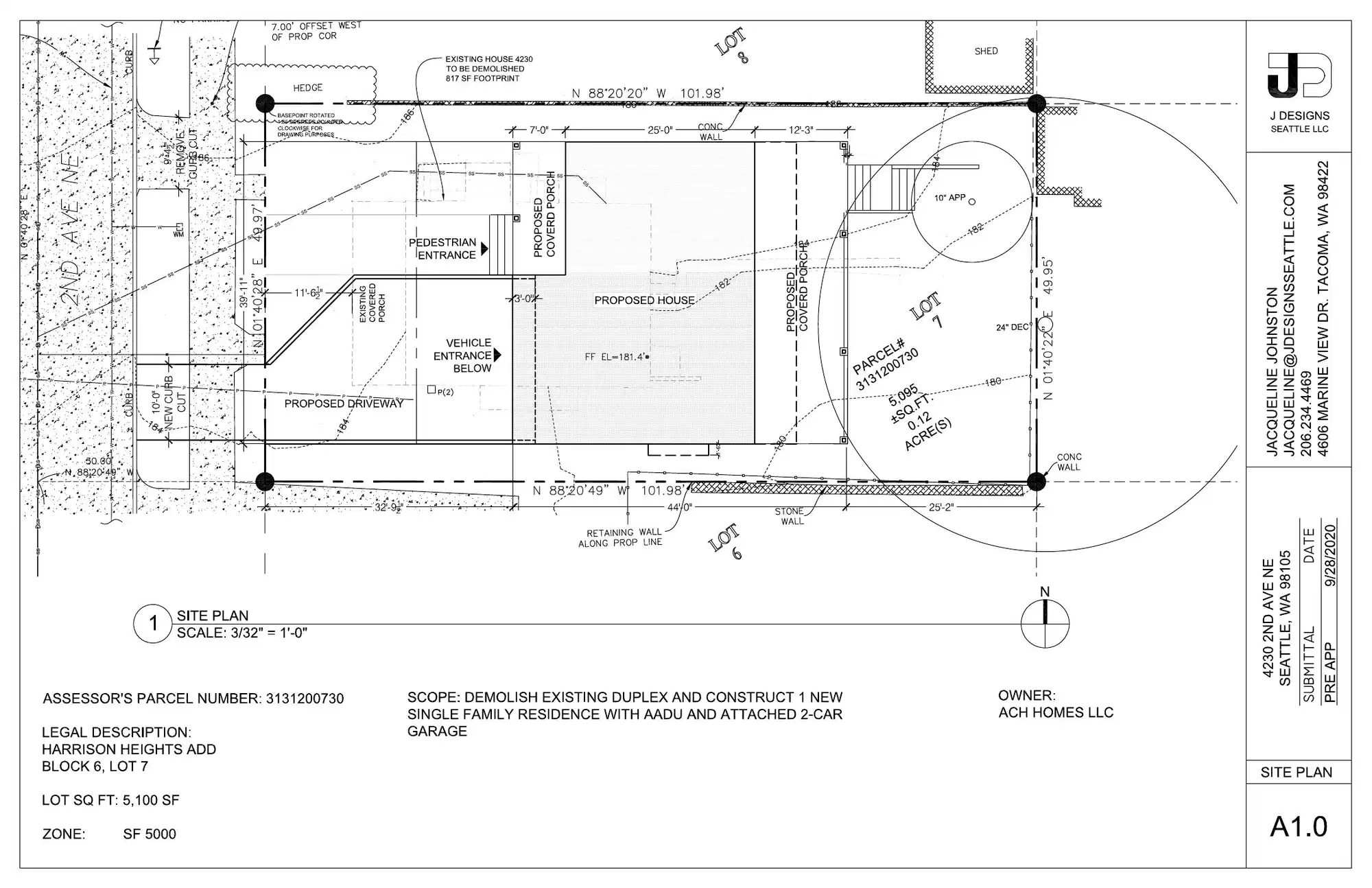 Site plan for 4230 2nd Ave NE