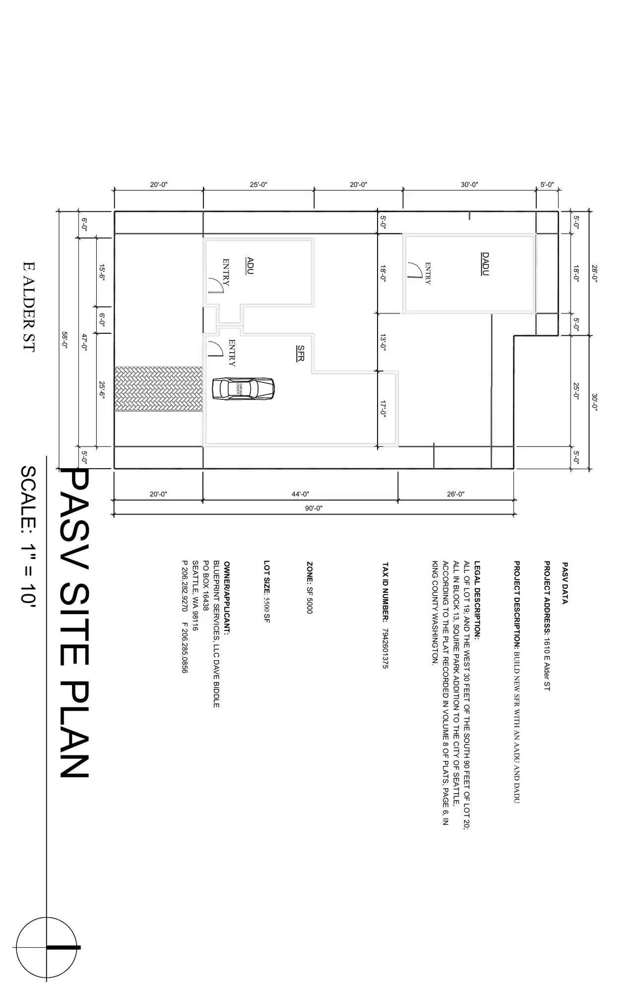 Site plan for 1610 E Alder St