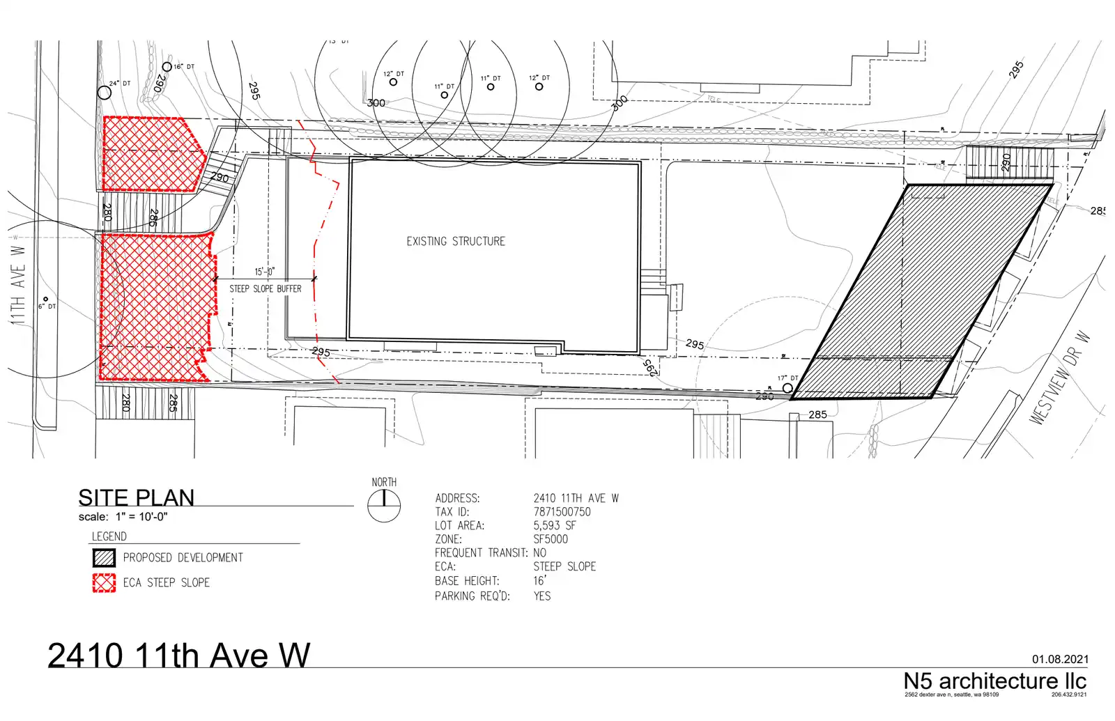 Site plan for 2410 11th Ave W
