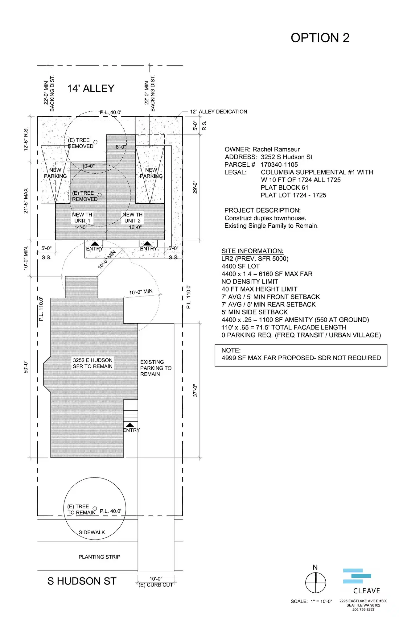 Site plan for 3252 S Hudson St