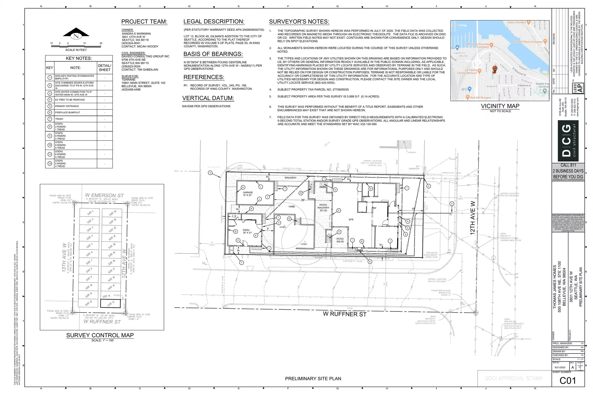 Site plan for 3601 12th Ave W