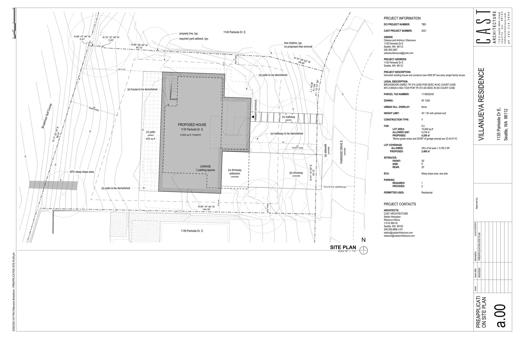 Site plan for 1135 Parkside Dr E