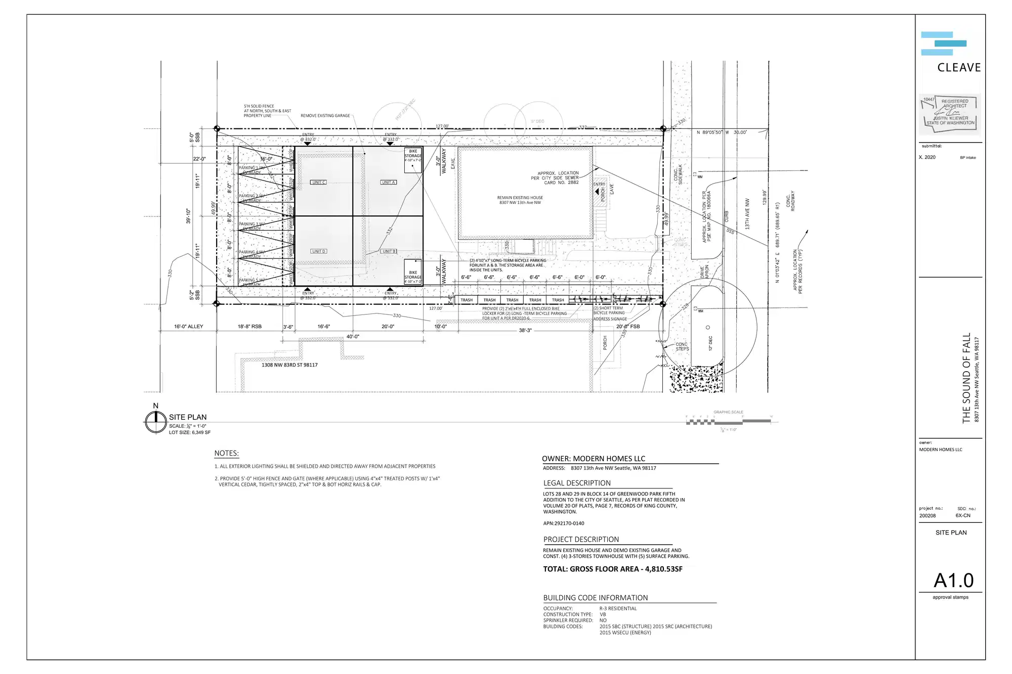 Site plan for 8309 13th Ave NW