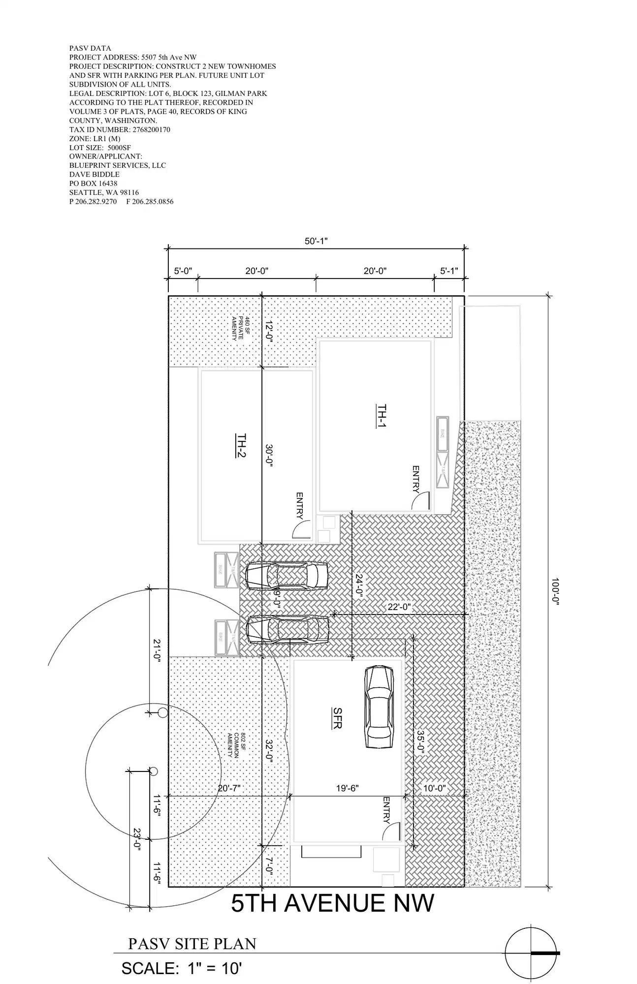 Site plan for 5507 5th Ave NW