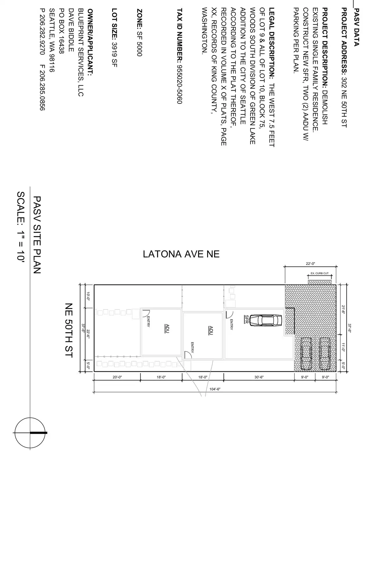 Site plan for 5004 Latona Ave NE