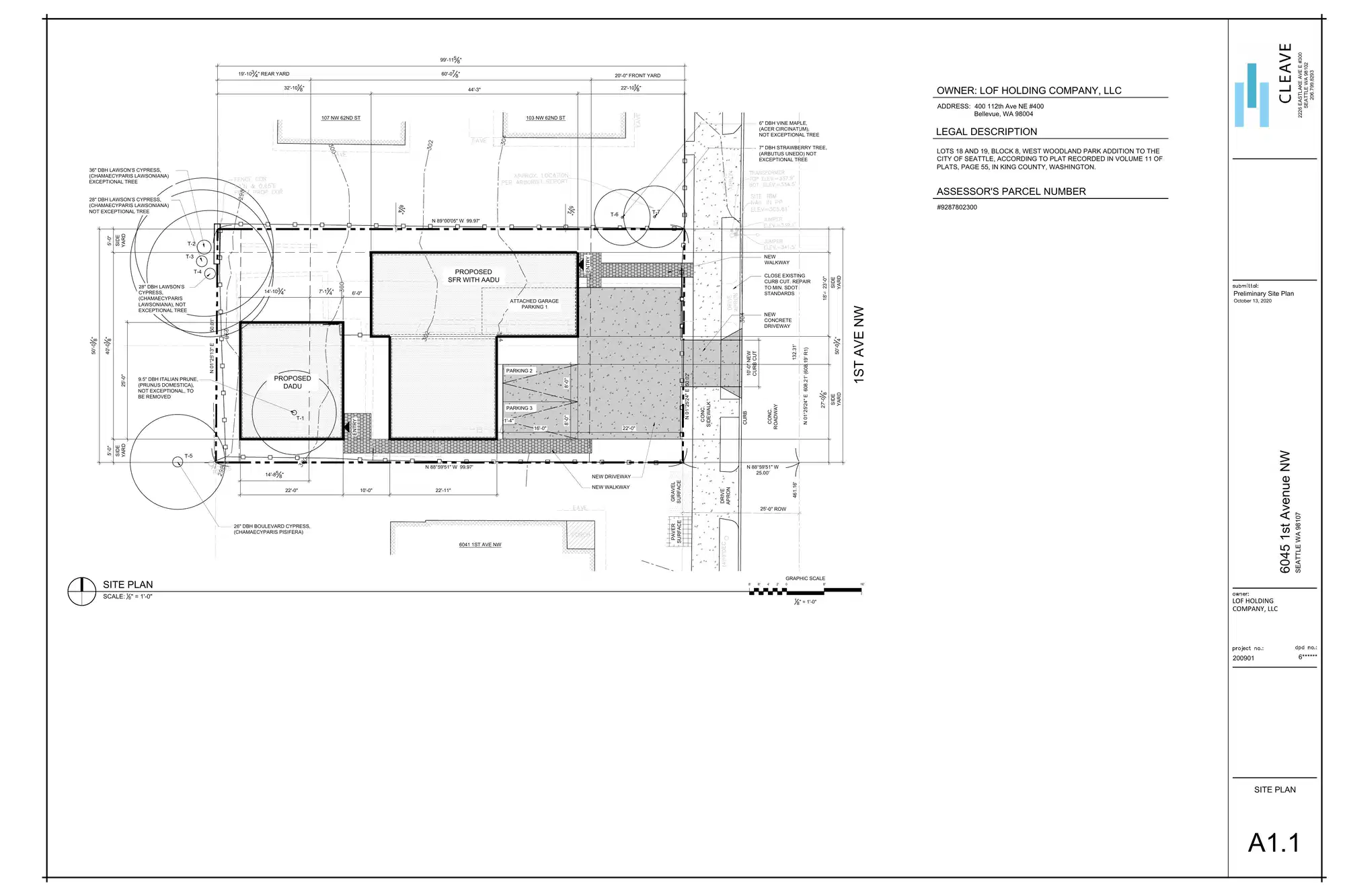 Site plan for 6045 1st Ave NW