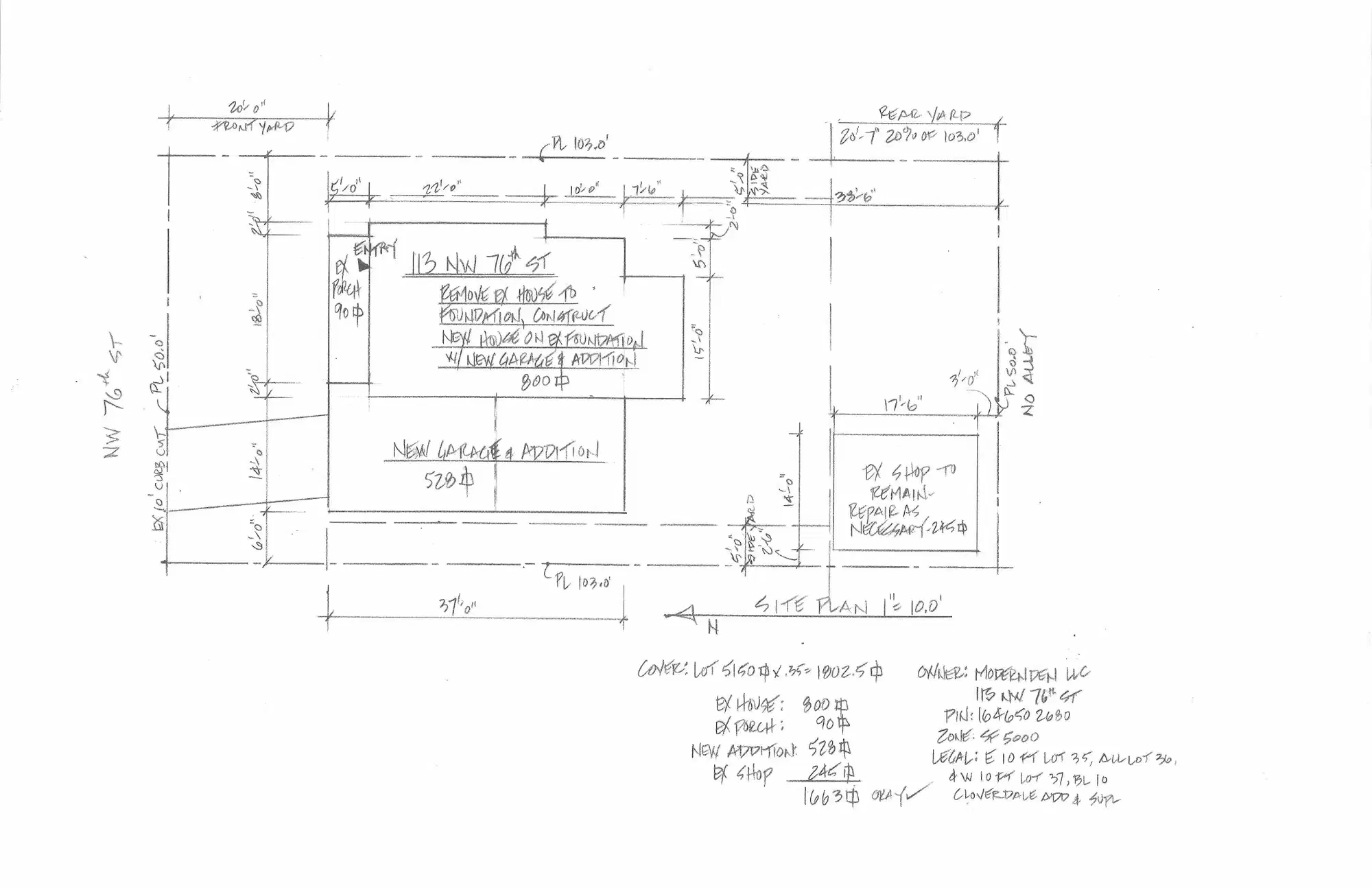 Site plan for 113 NW 76th St