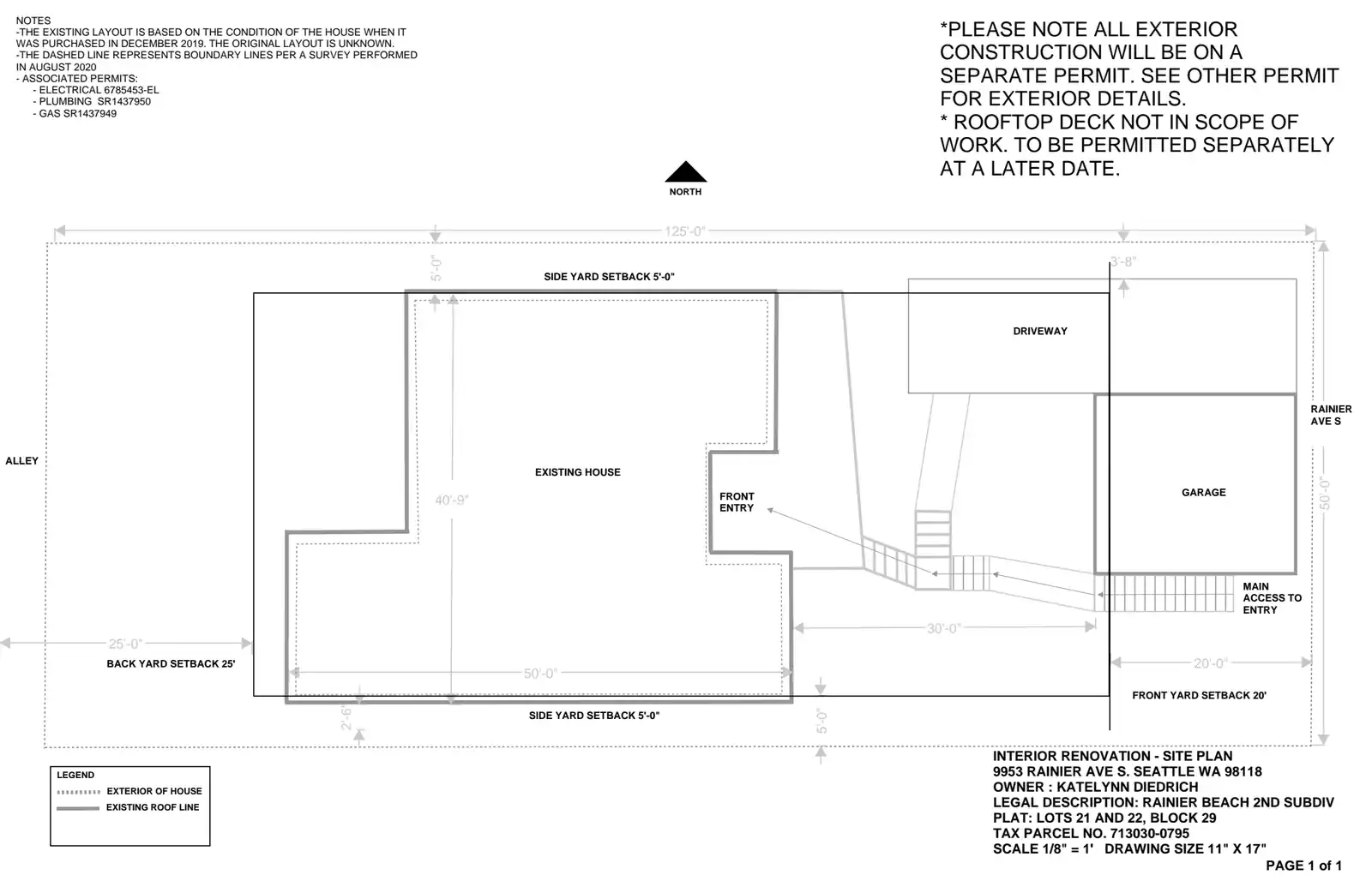 Site plan for 9953 Rainier Ave S