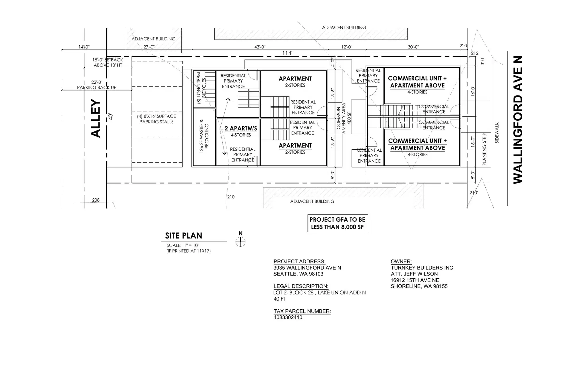 Site plan for 3933 Wallingford Ave N