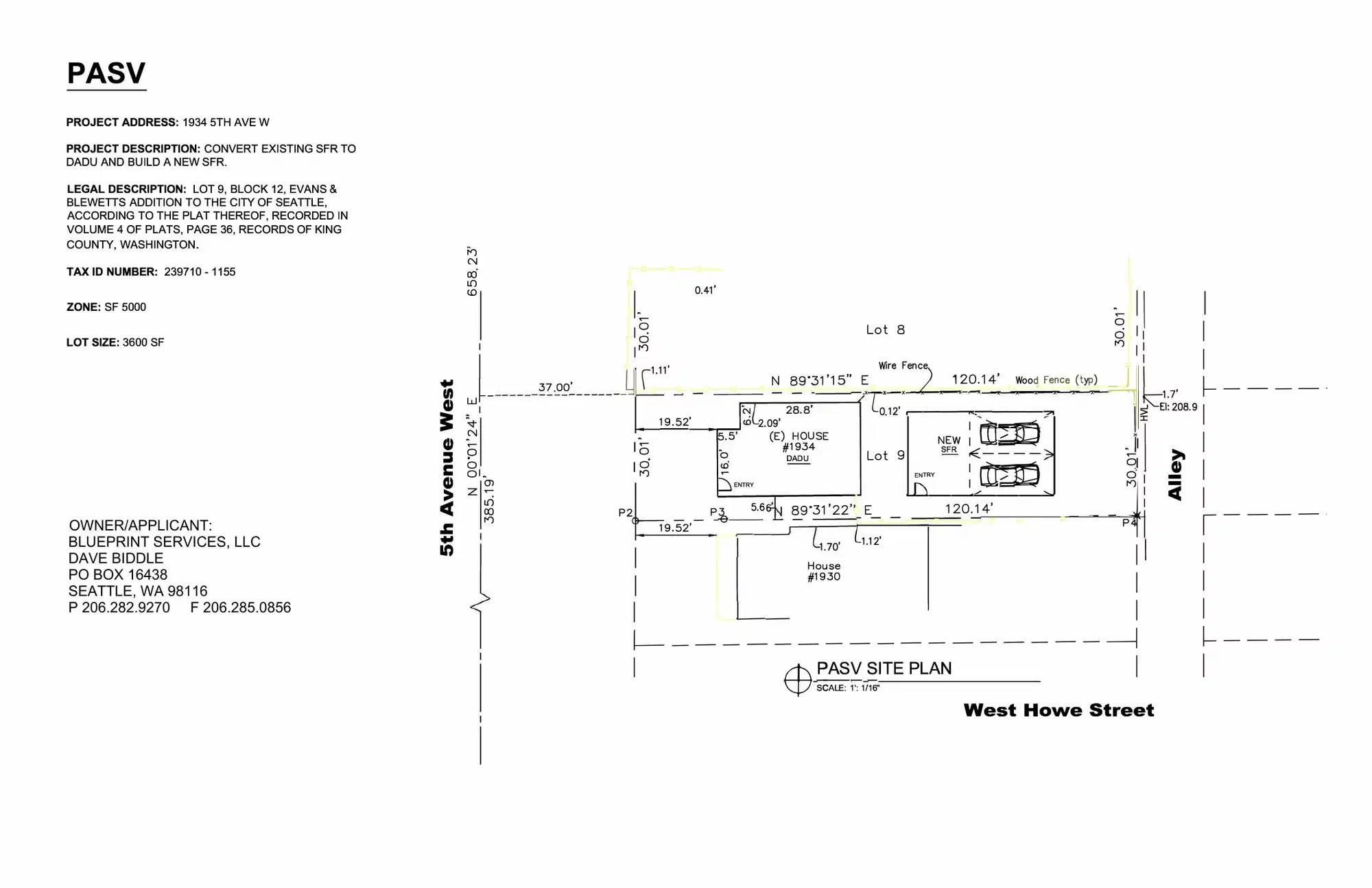 Site plan for 1934 5th Ave W