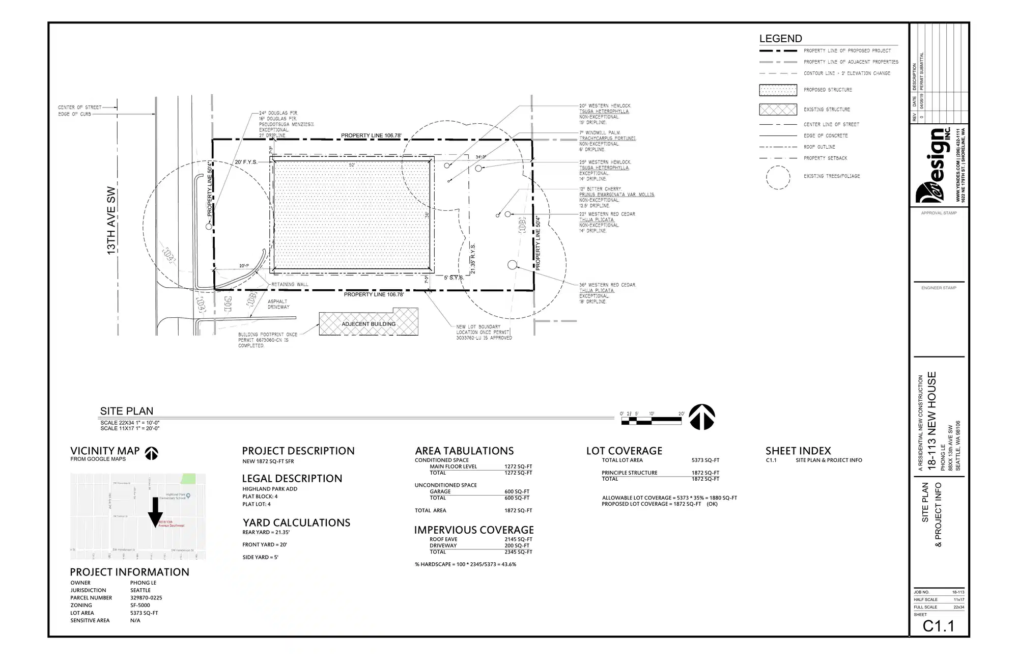 Site plan for 8814 13th Ave SW