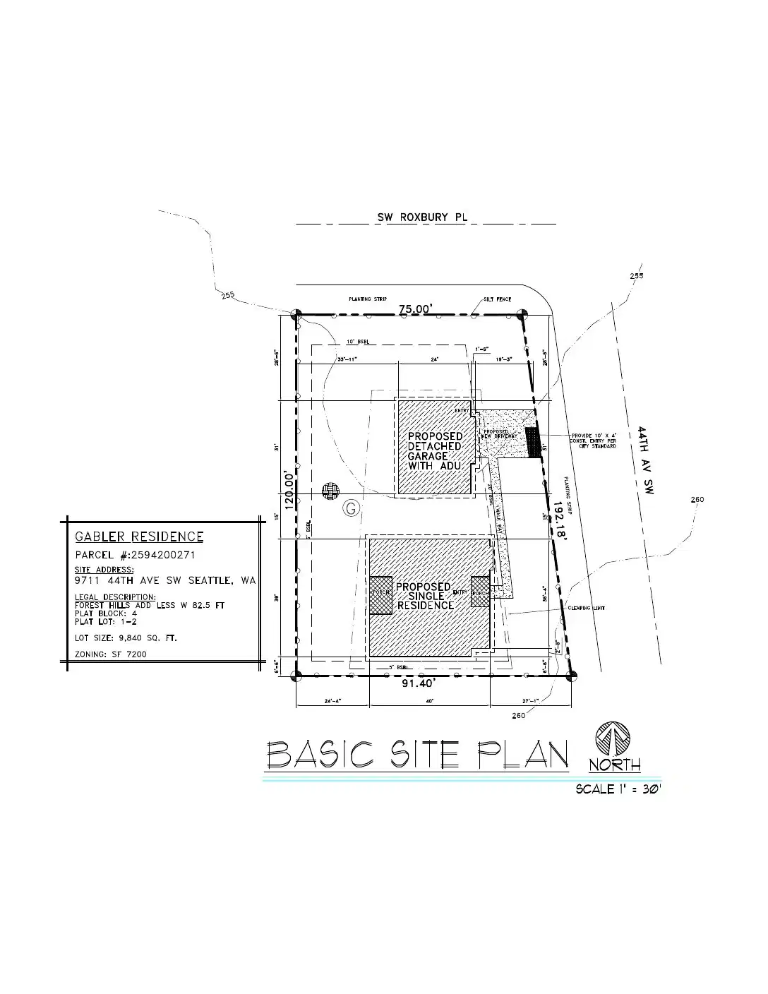 Site plan for 9711 44th Ave SW