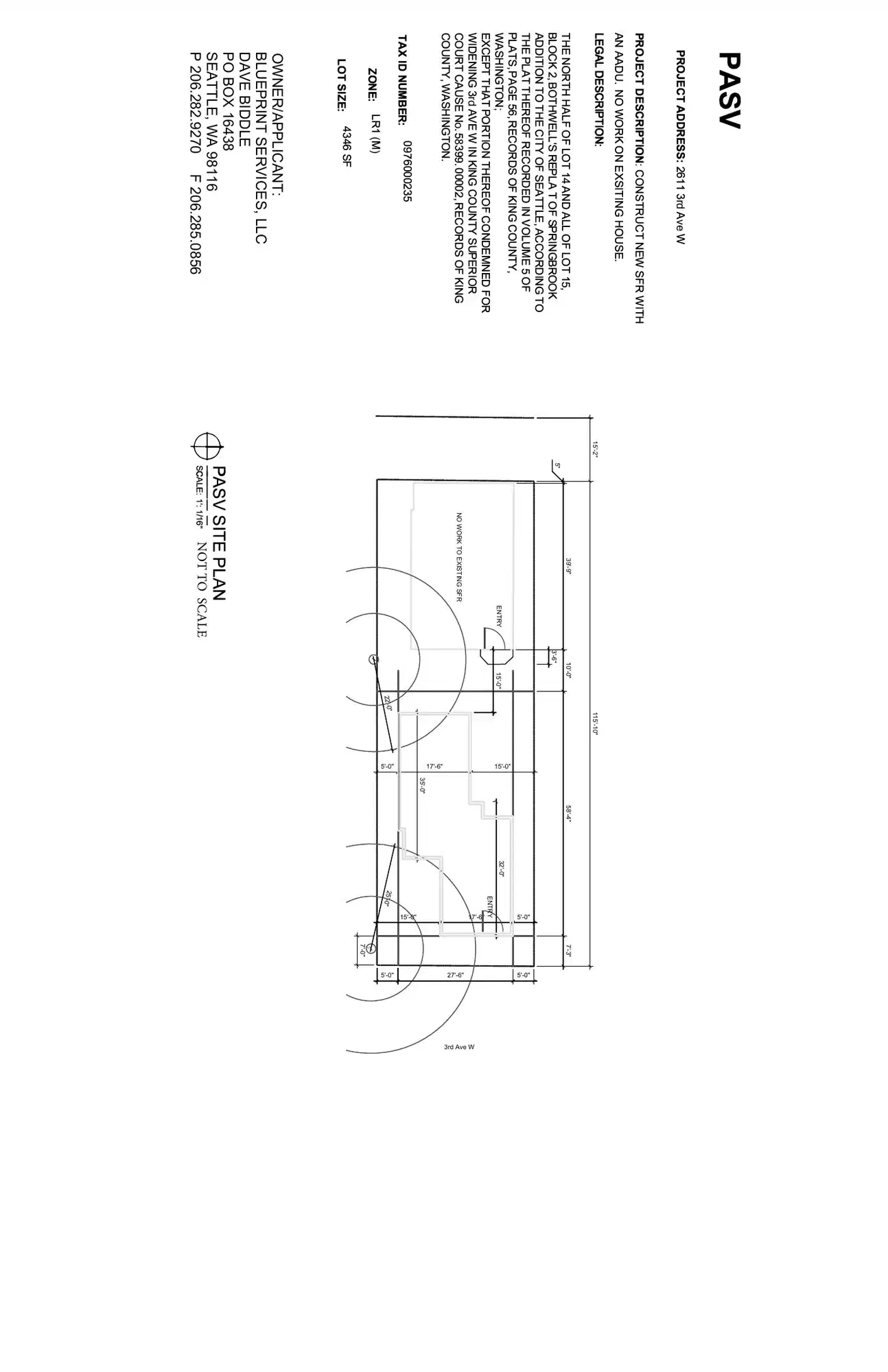 Site plan for 2613 3rd Ave W