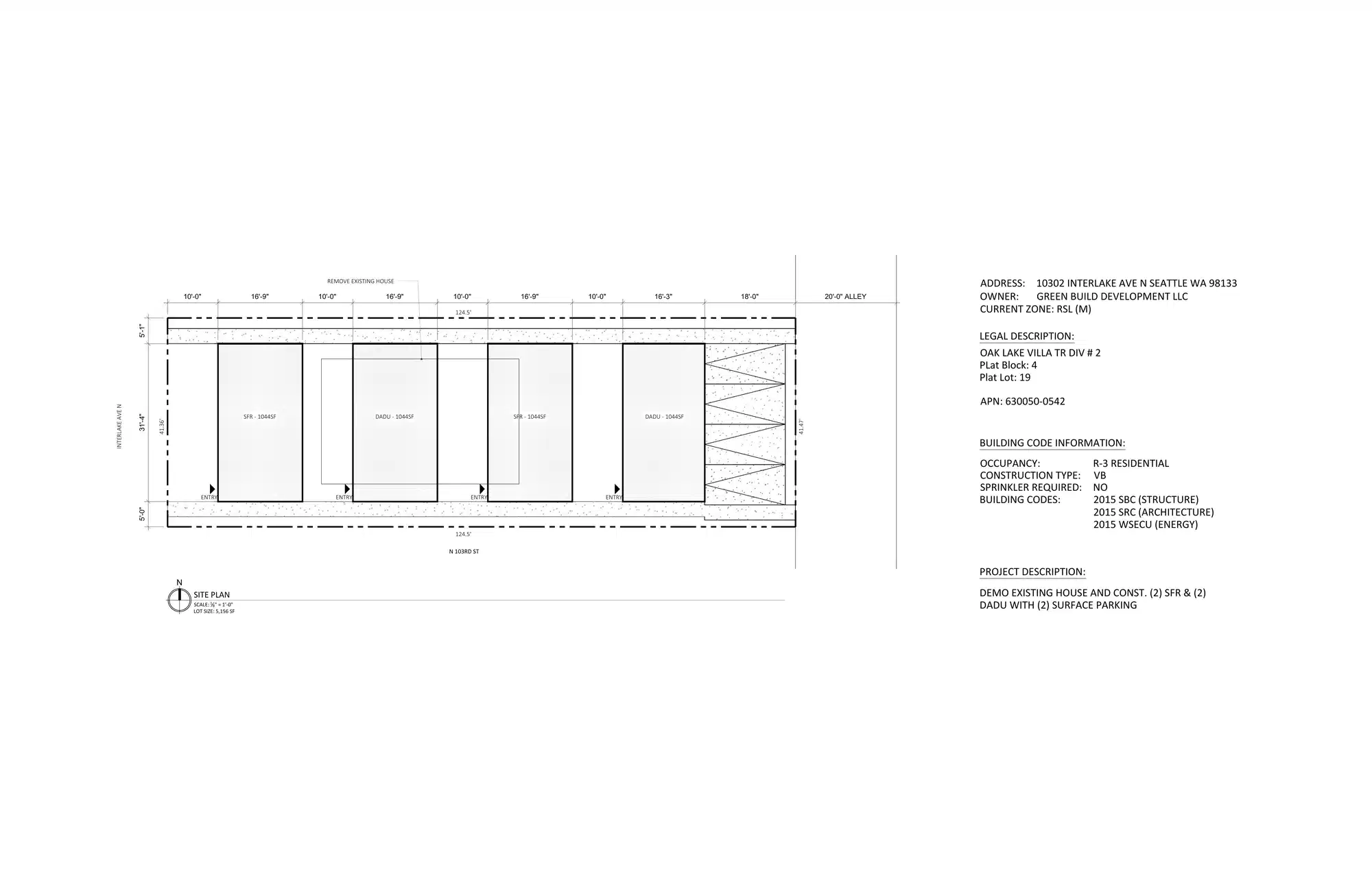 Site plan for 10300 Interlake Ave N