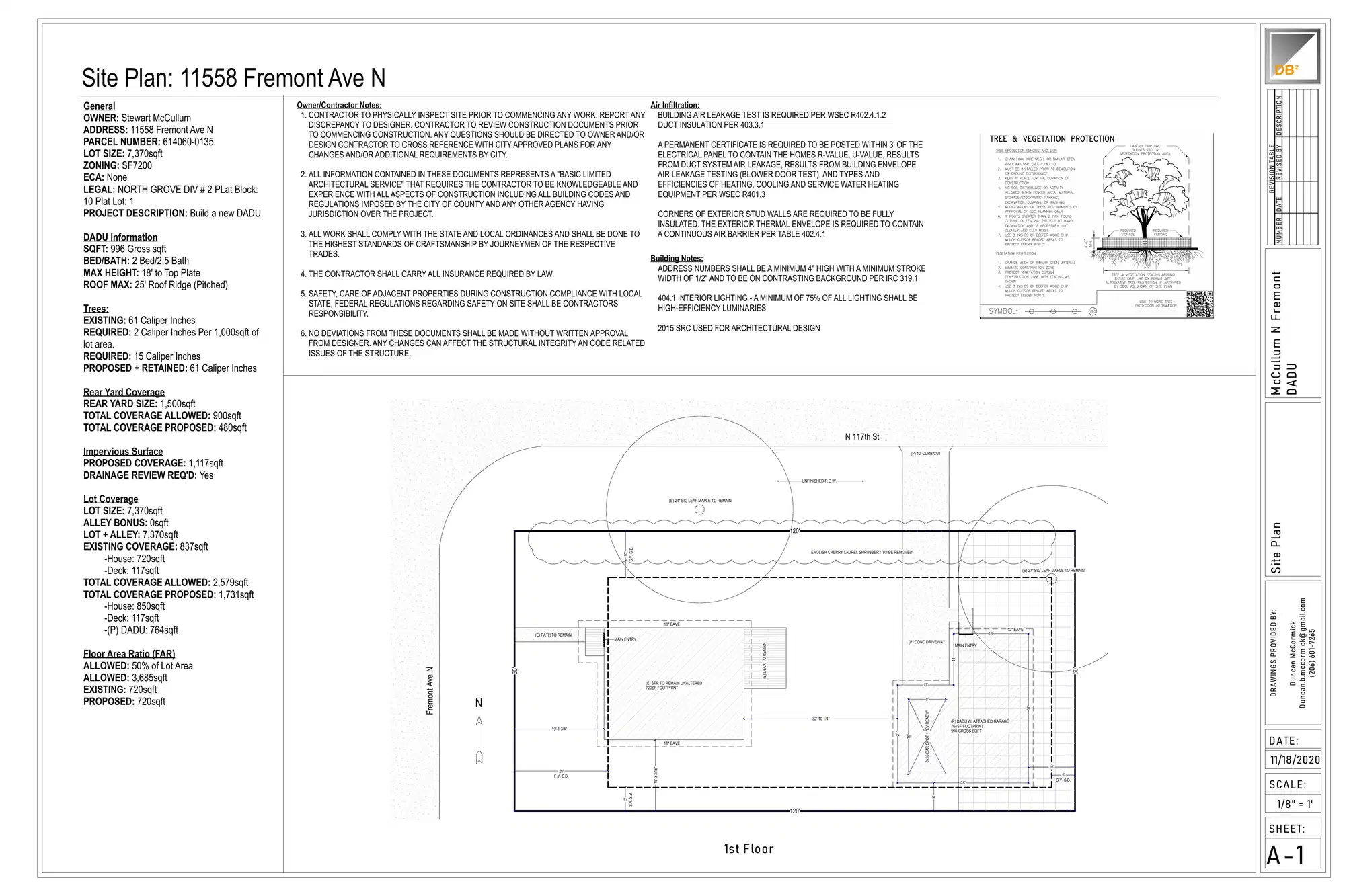 Site plan for 11558 Fremont Ave N