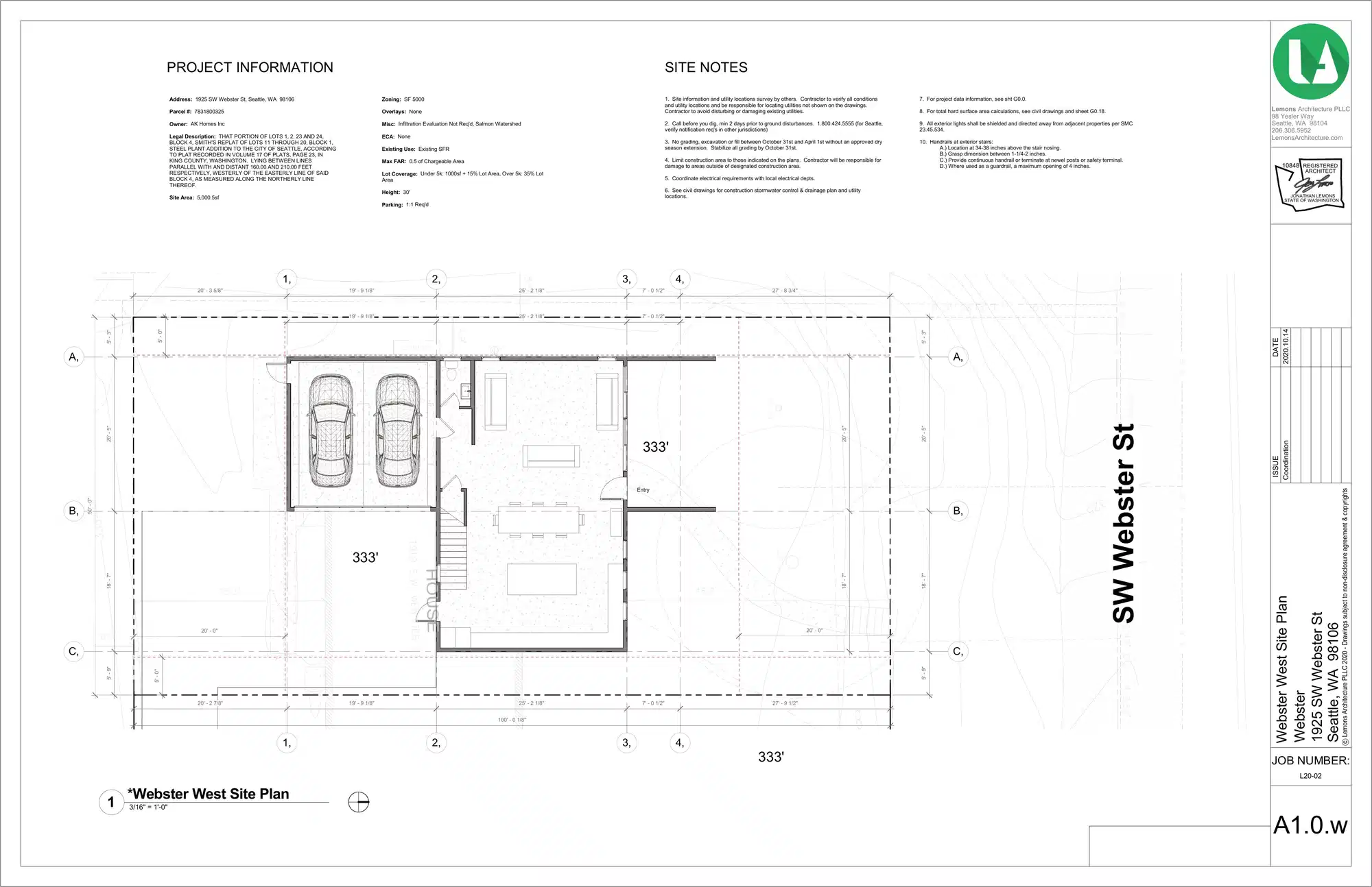 Site plan for 1925 SW Webster St