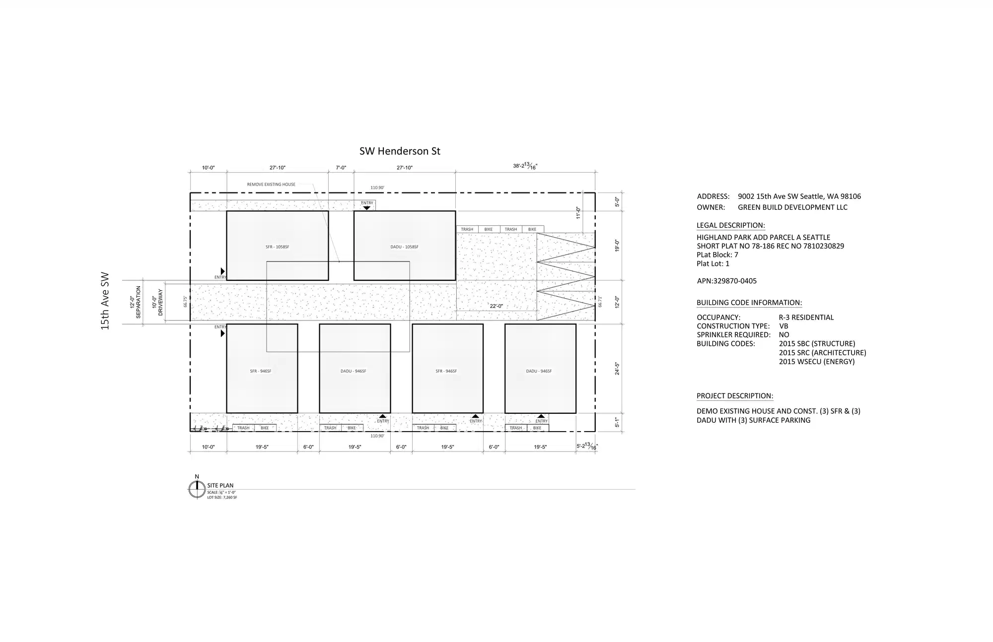 Site plan for 9002 15th Ave SW