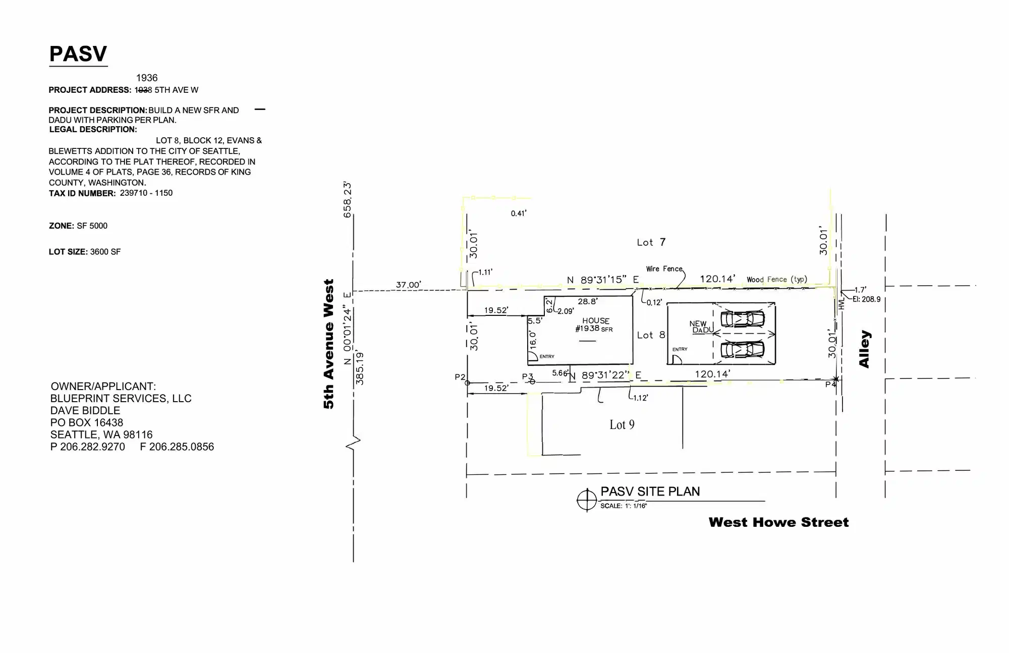 Site plan for 1936 5th Ave W