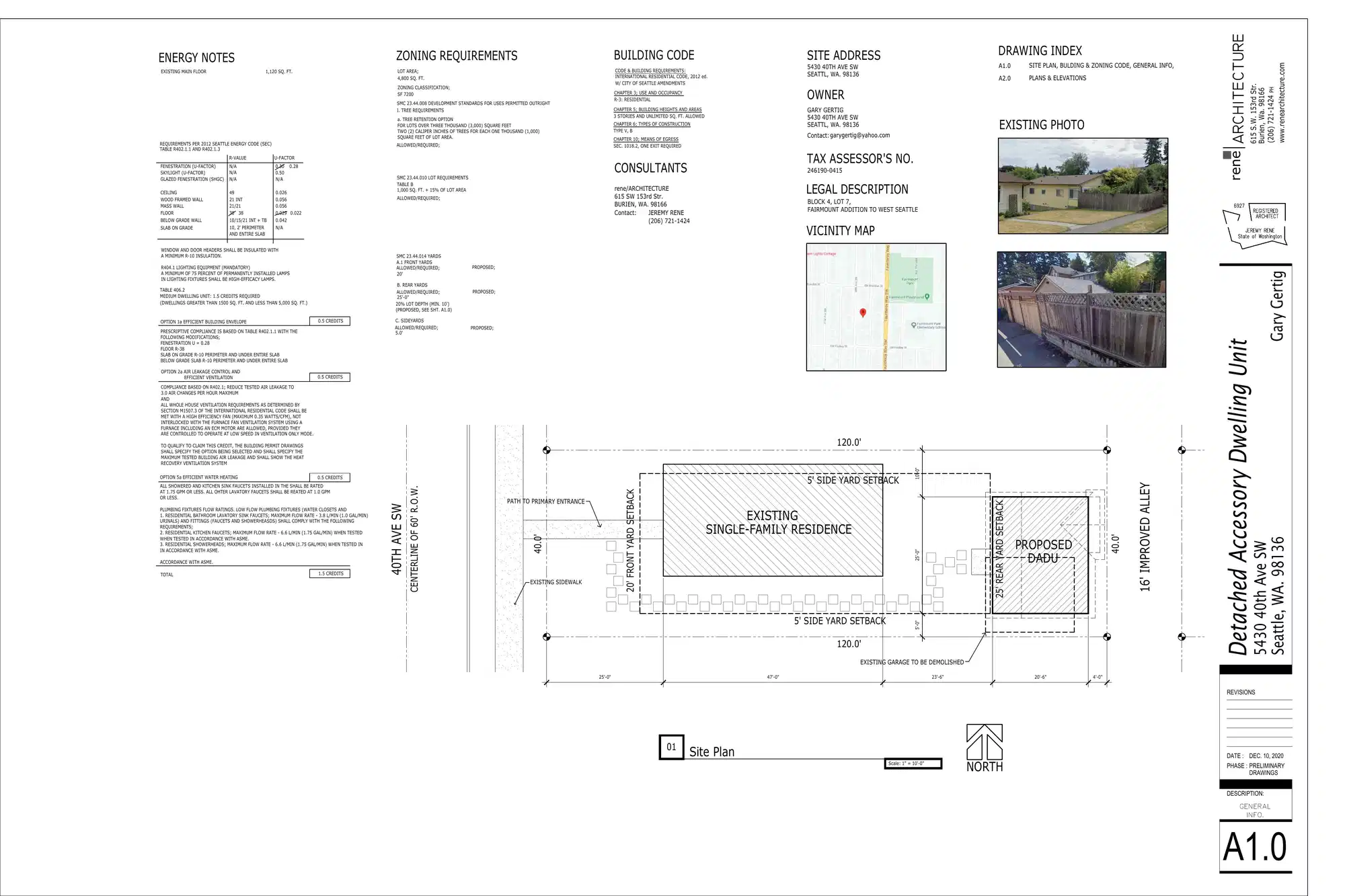 Site plan for 5430 40th Ave SW