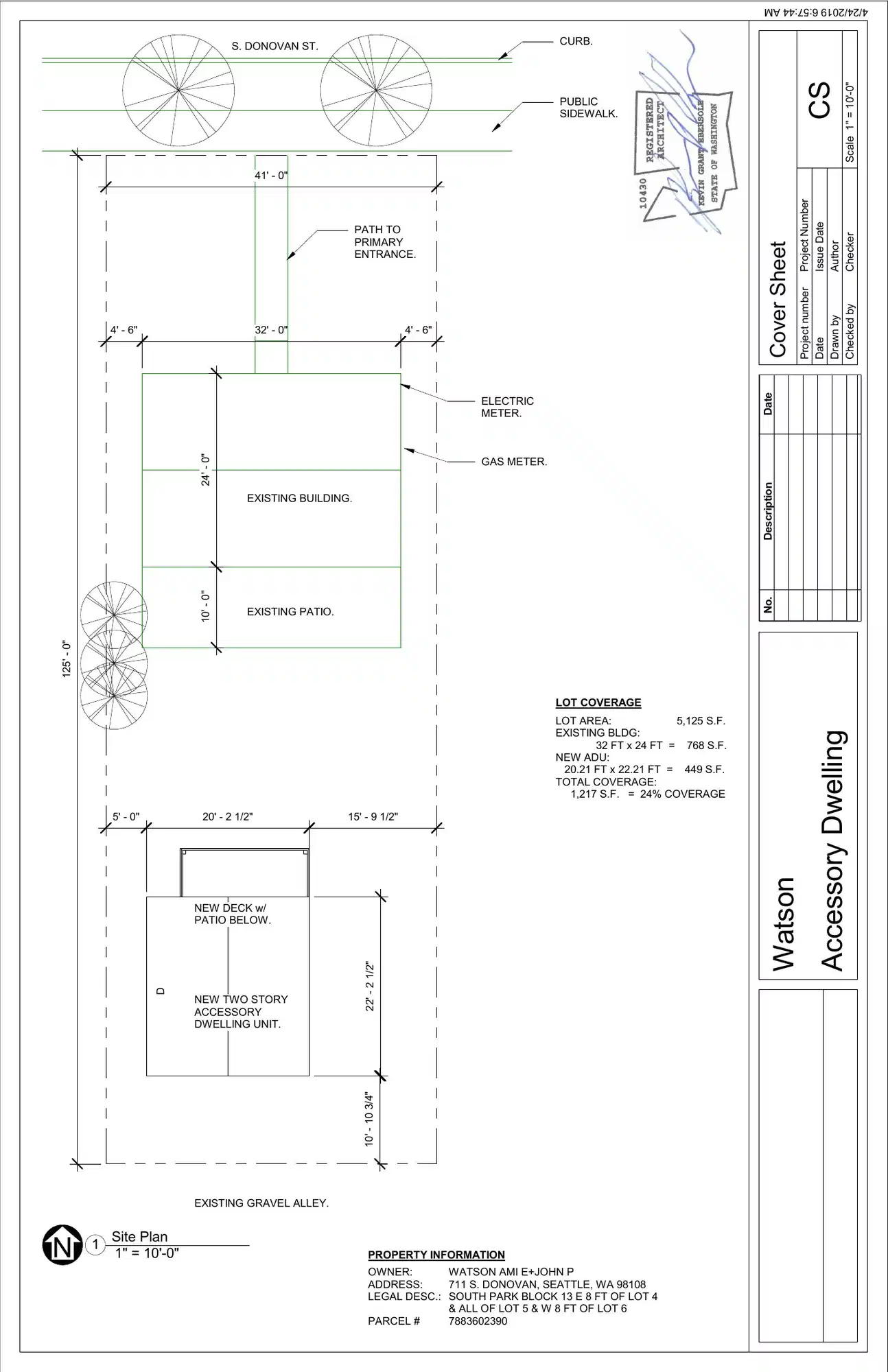 Site plan for 711 S Donovan St