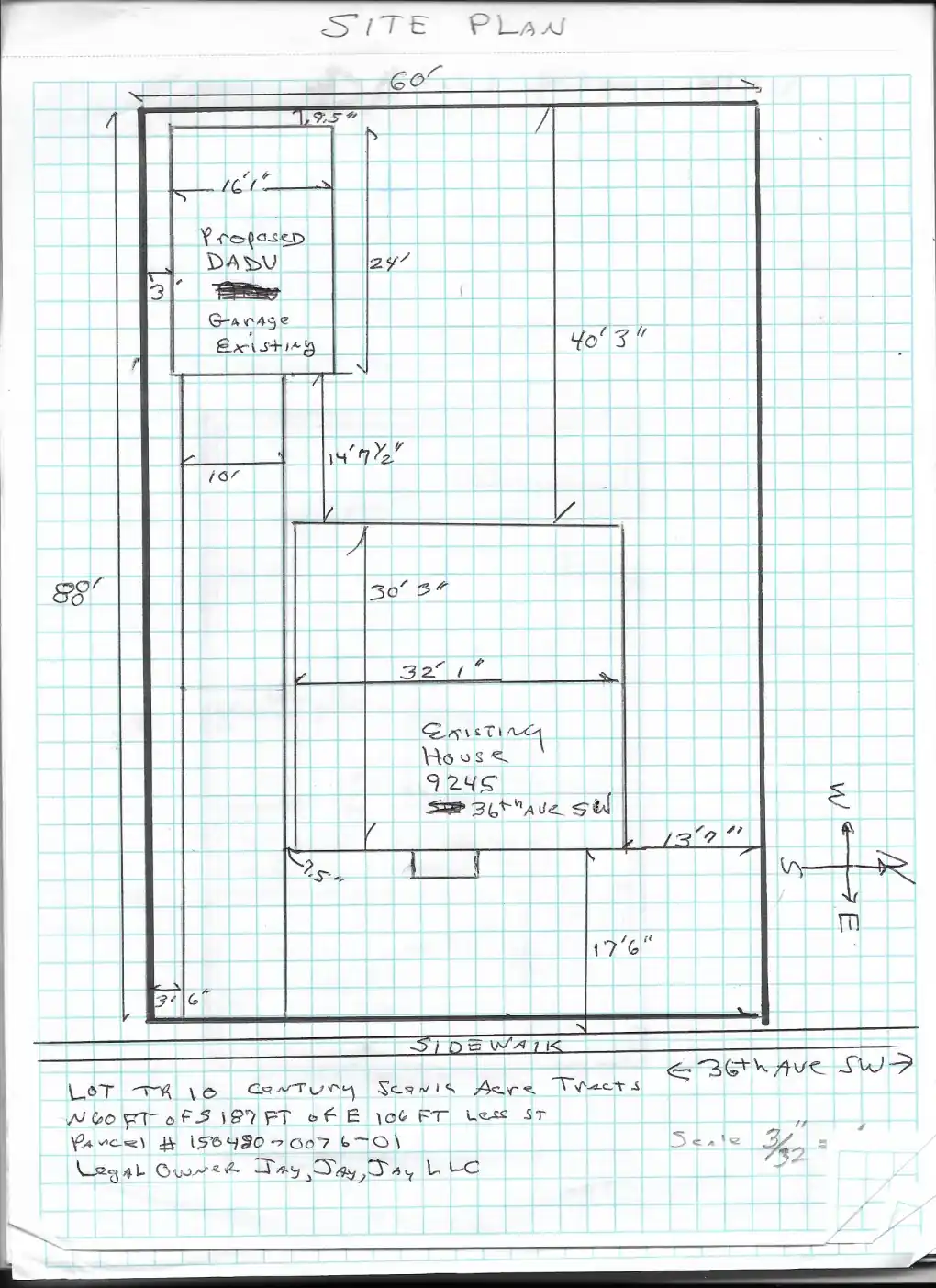Site plan for 9245 36th Ave SW