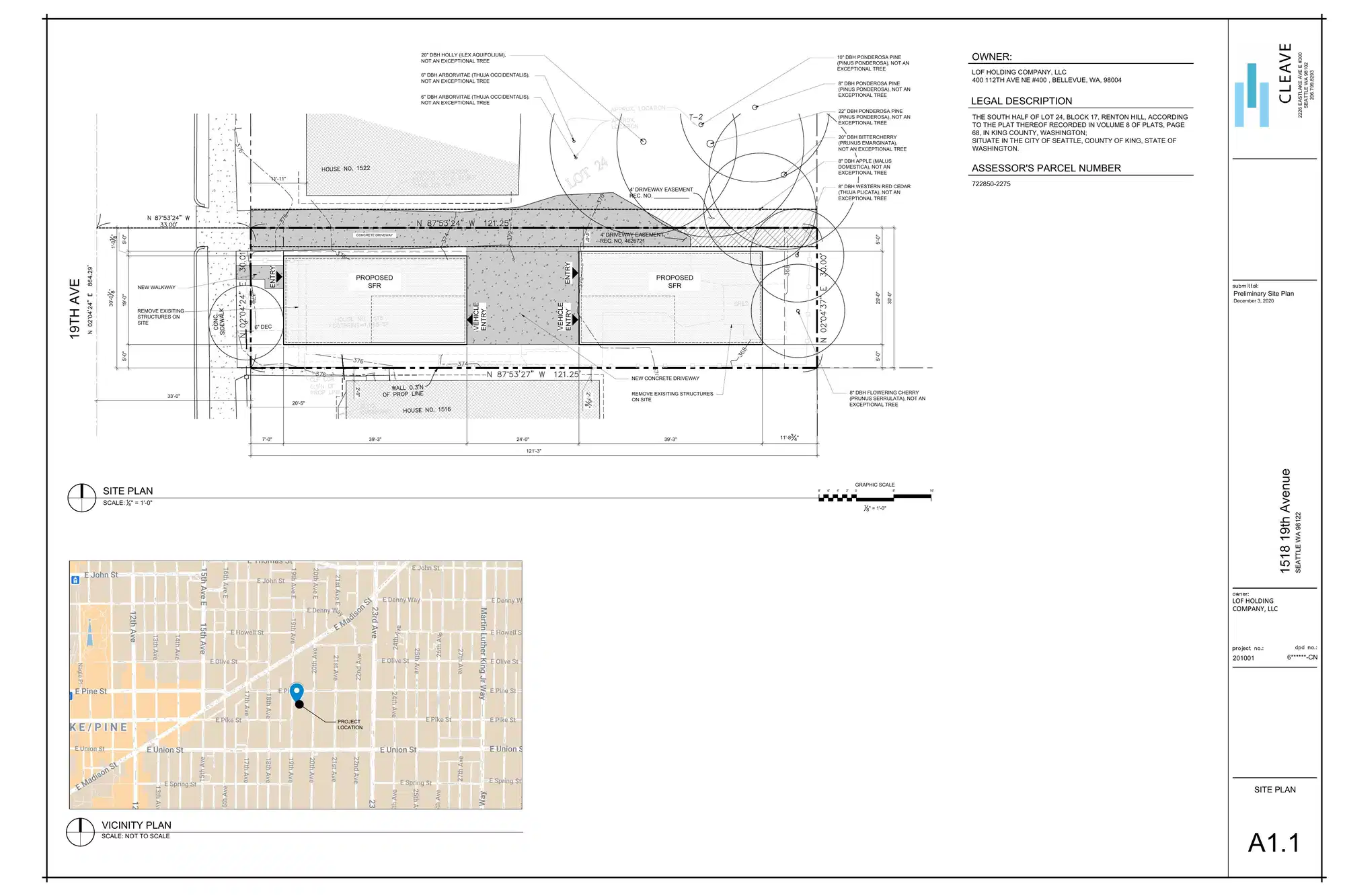 Site plan for 1518 19th Ave