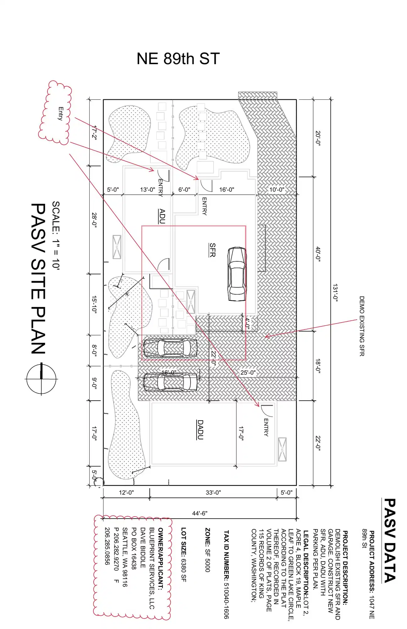 Site plan for 1047 NE 89th St