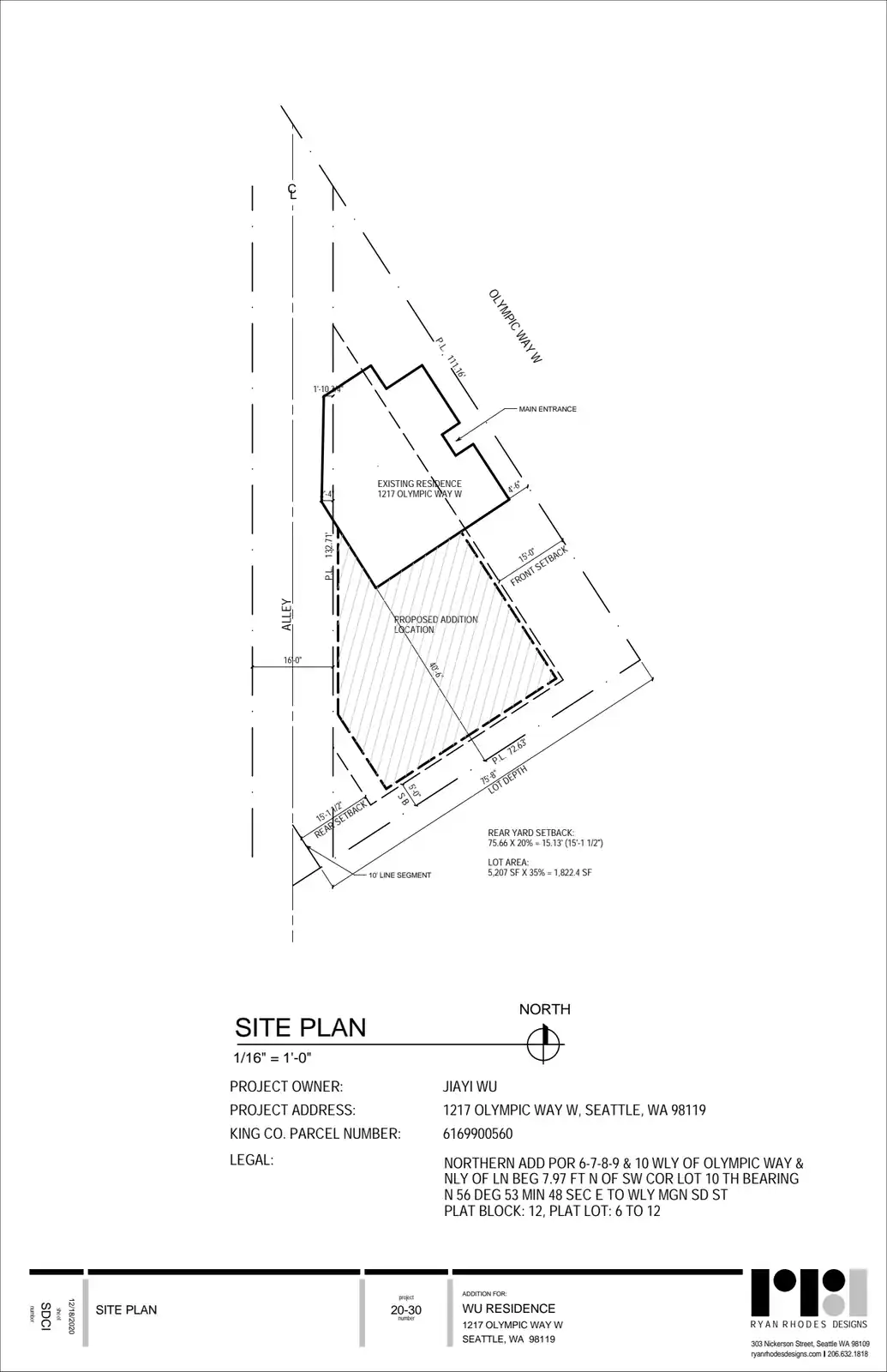 Site plan for 1217 Olympic Way W