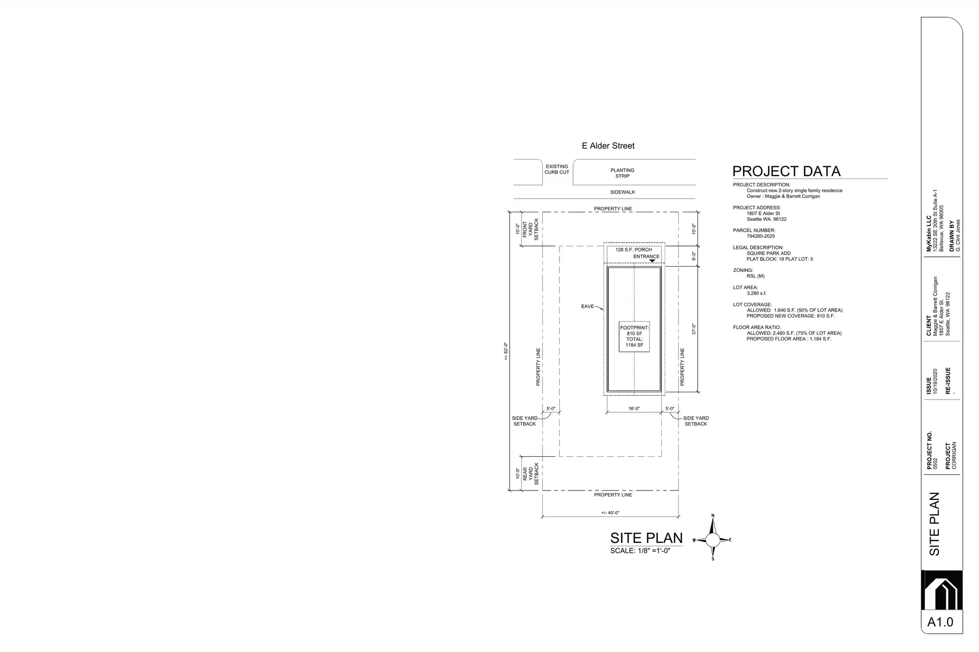 Site plan for 1807 E Alder St