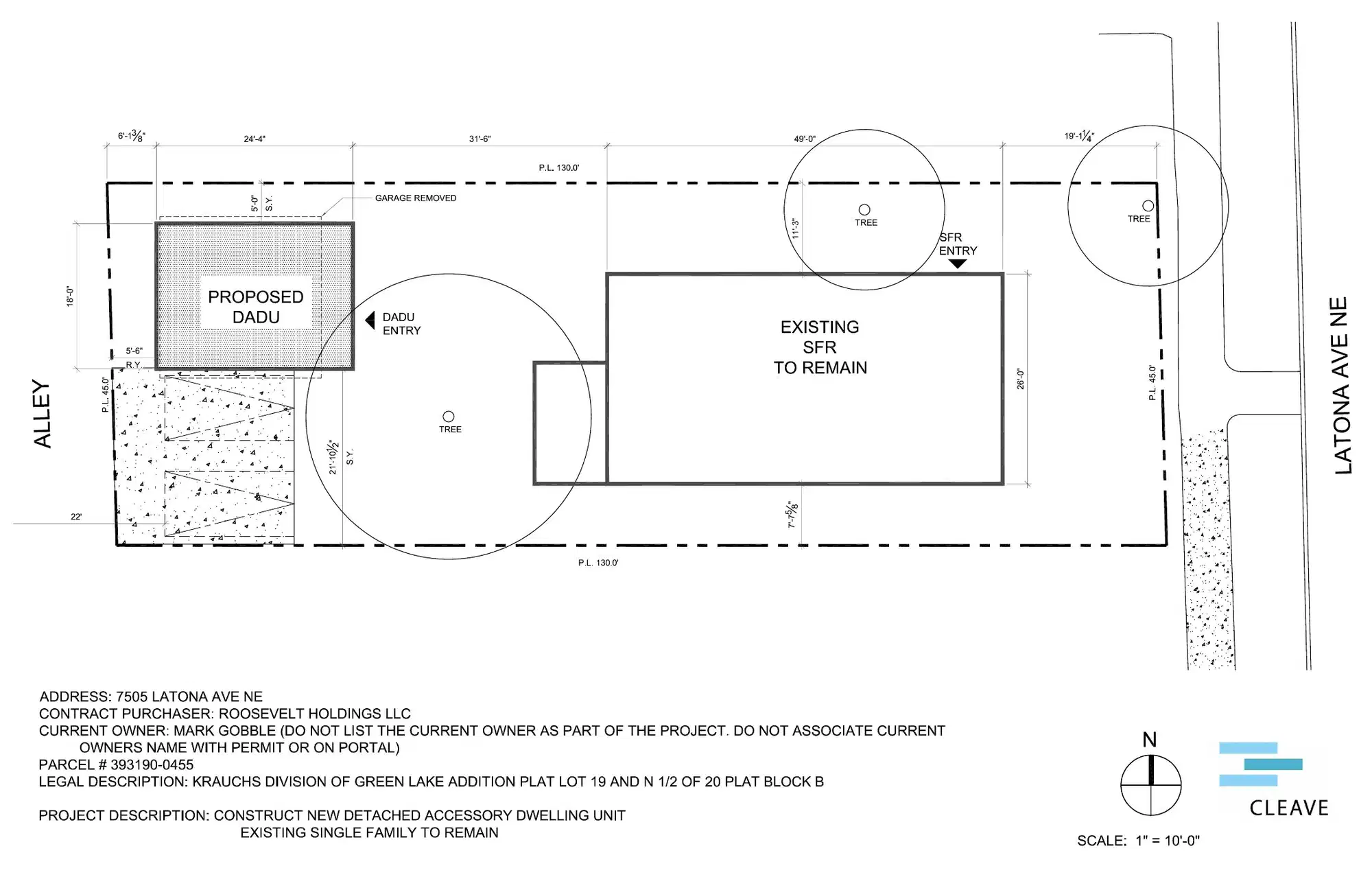 Site plan for 7507 Latona Ave NE