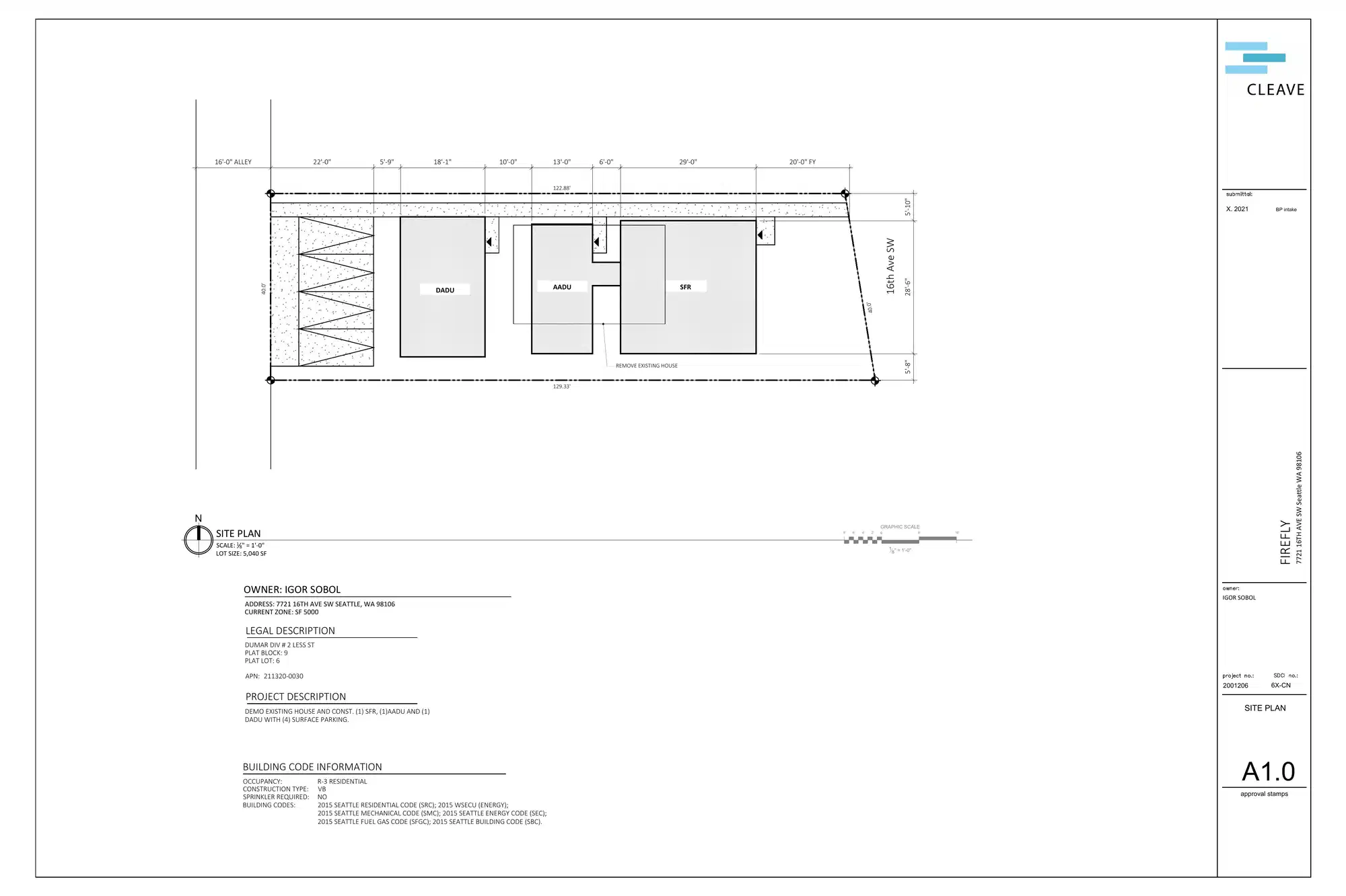 Site plan for 7721 16th Ave SW
