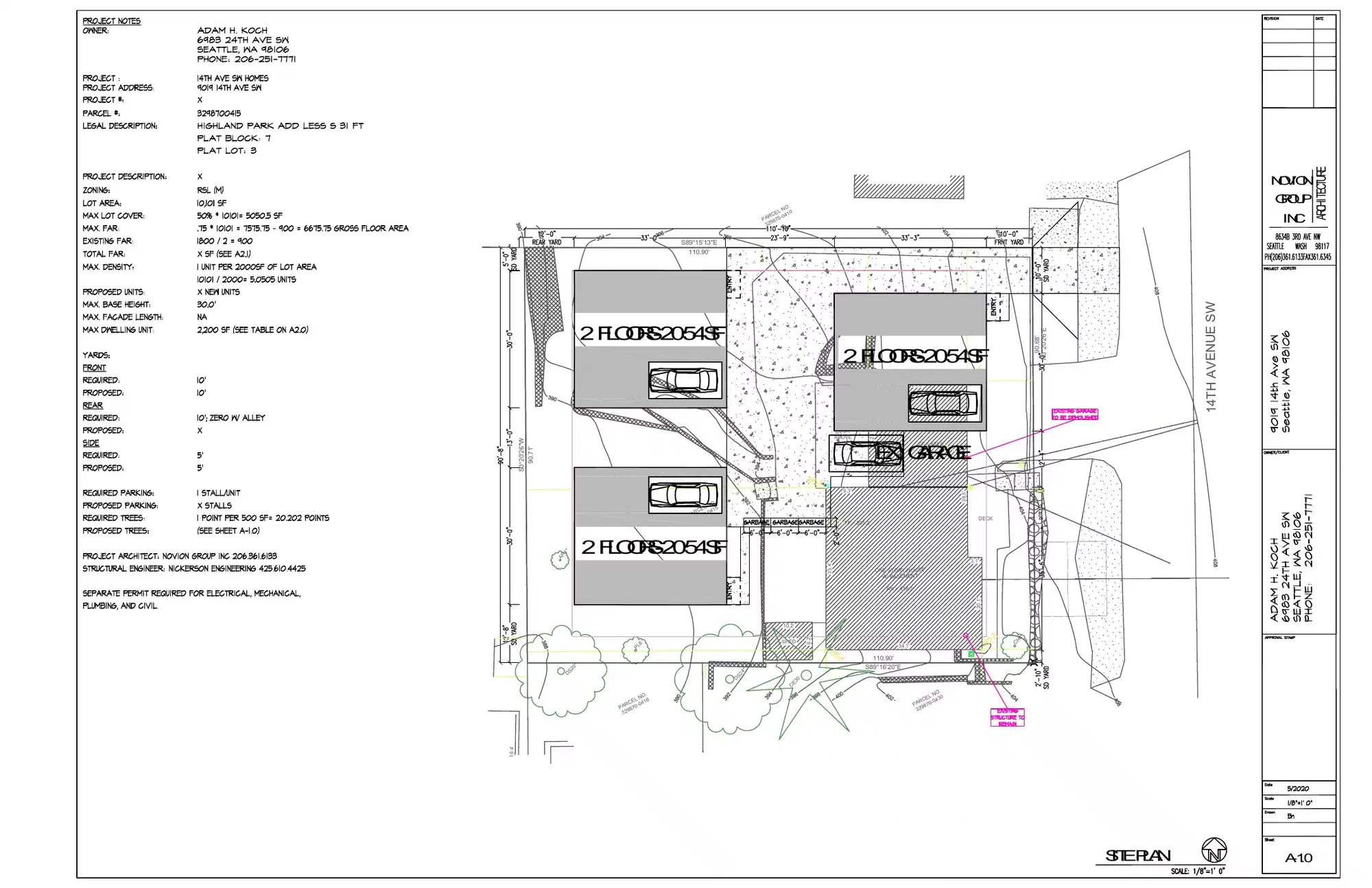 Site plan for 9017 14th Ave SW
