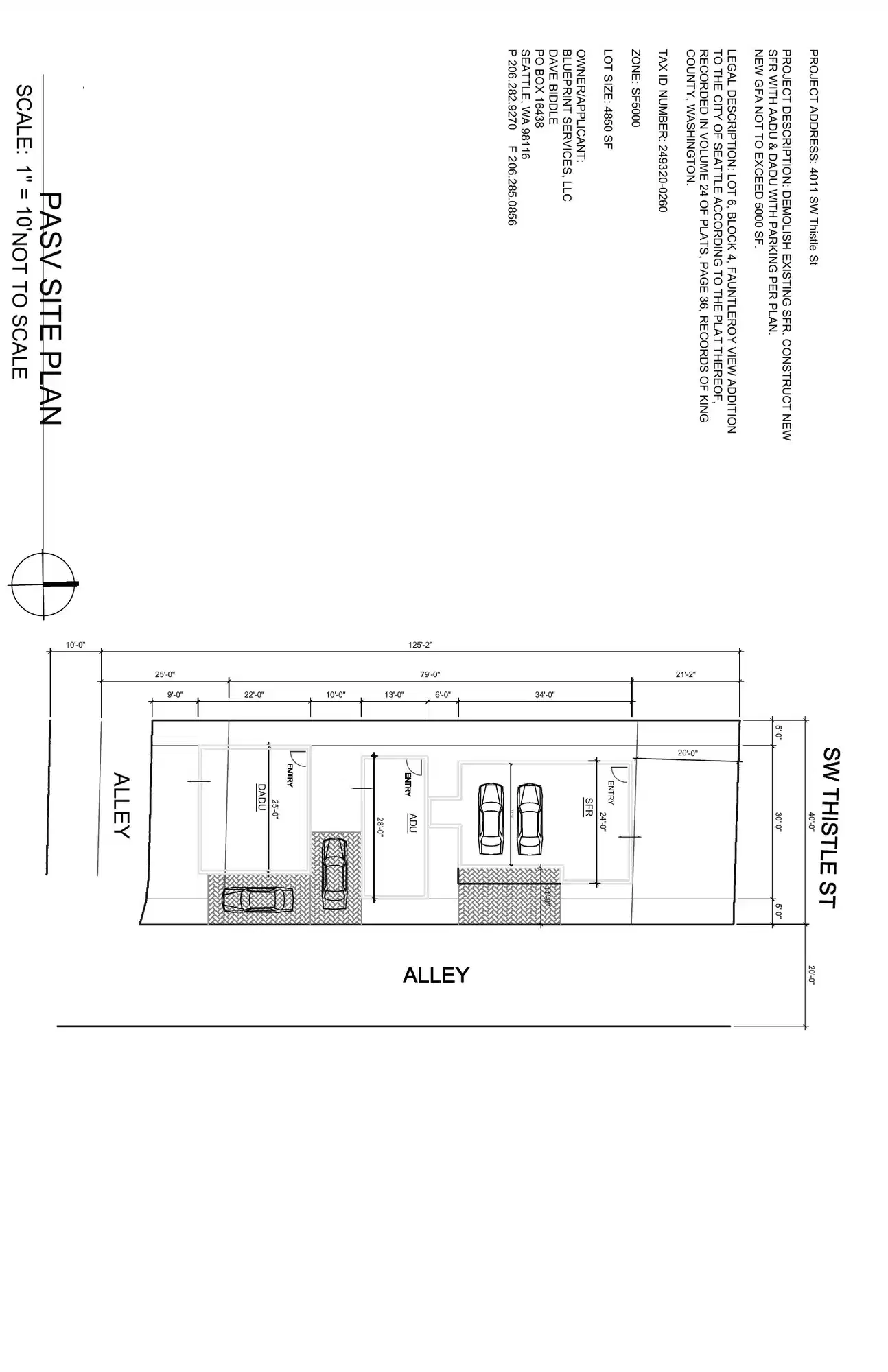 Site plan for 4011 SW Thistle St