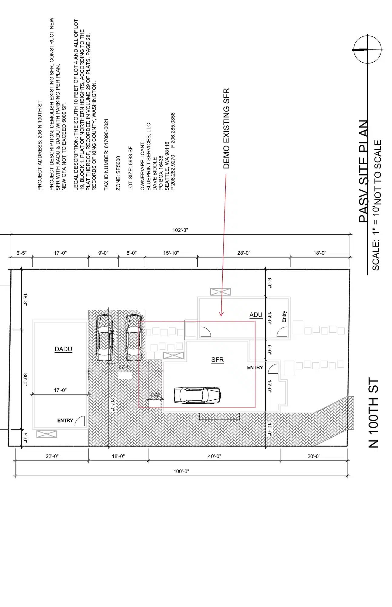 Site plan for 206 N 100th St