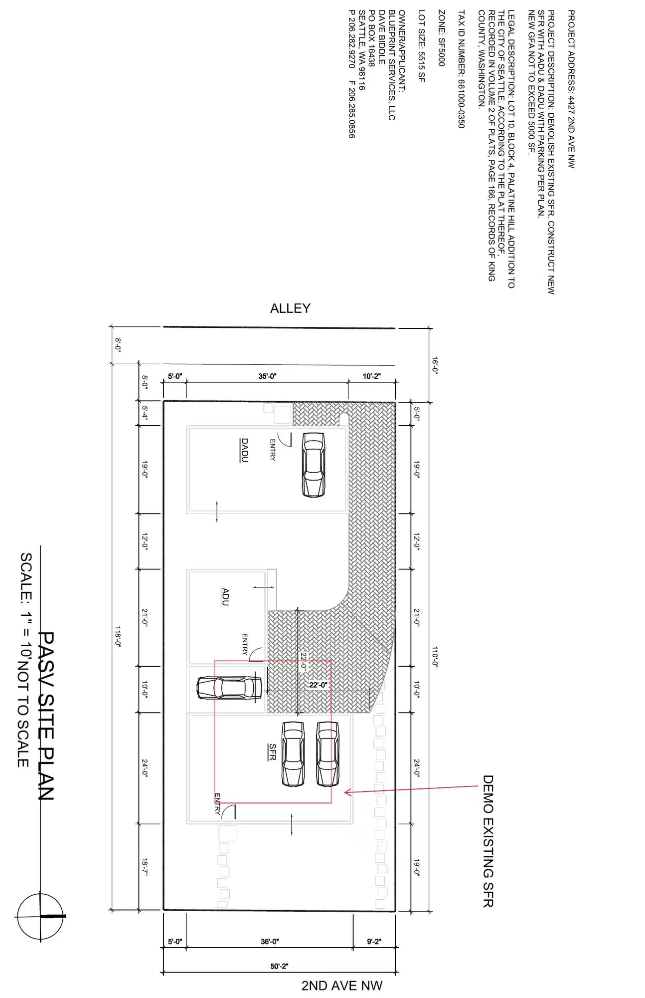 Site plan for 4427 2nd Ave NW