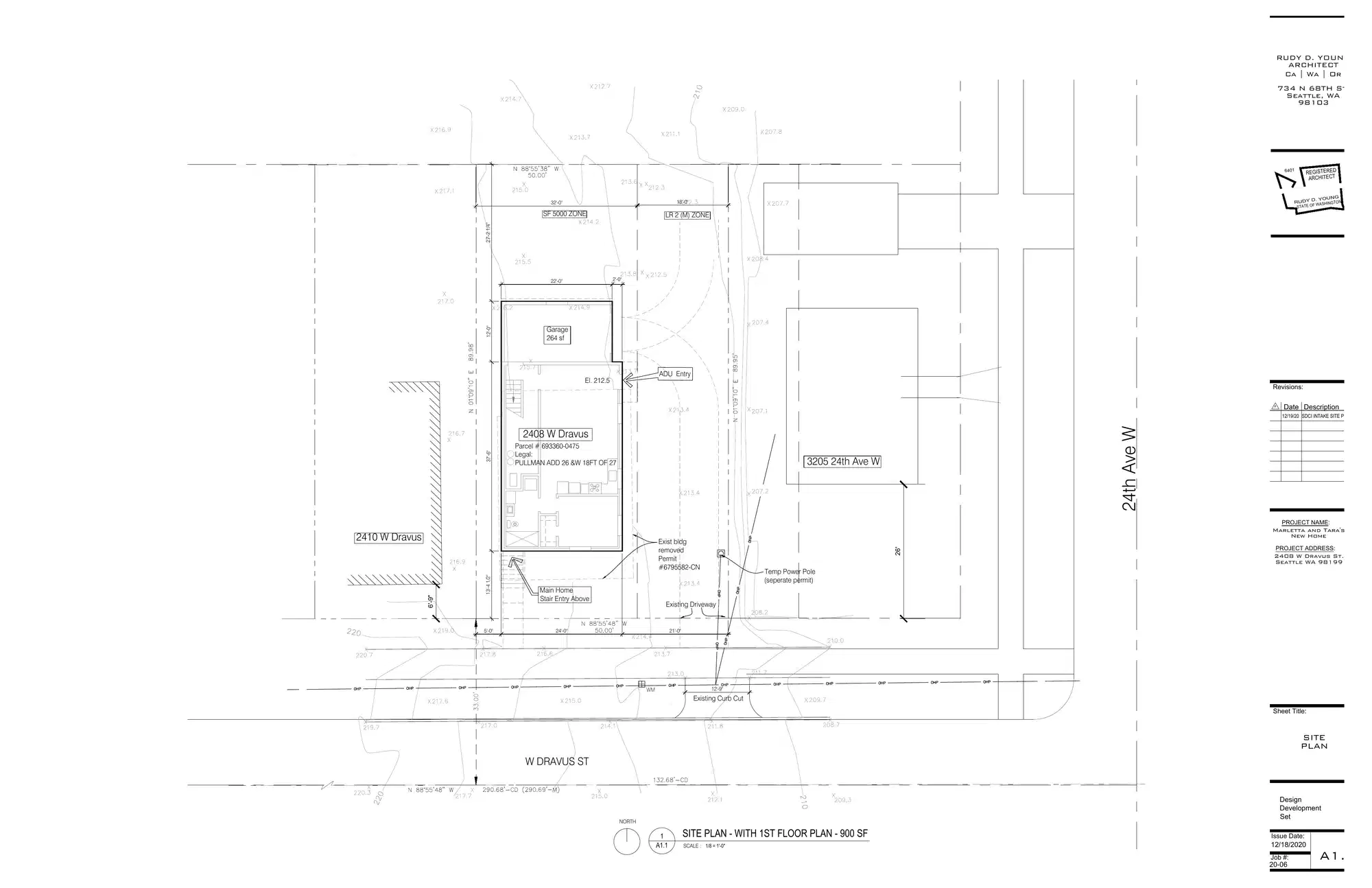 Site plan for 2408 W Dravus St
