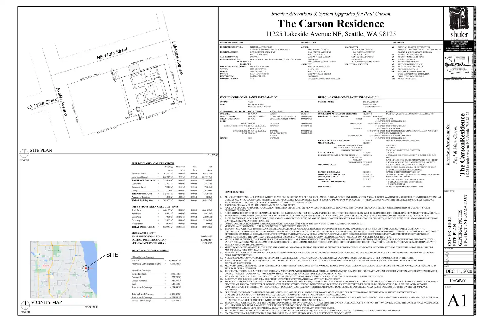 Site plan for 11225 Lakeside Ave NE