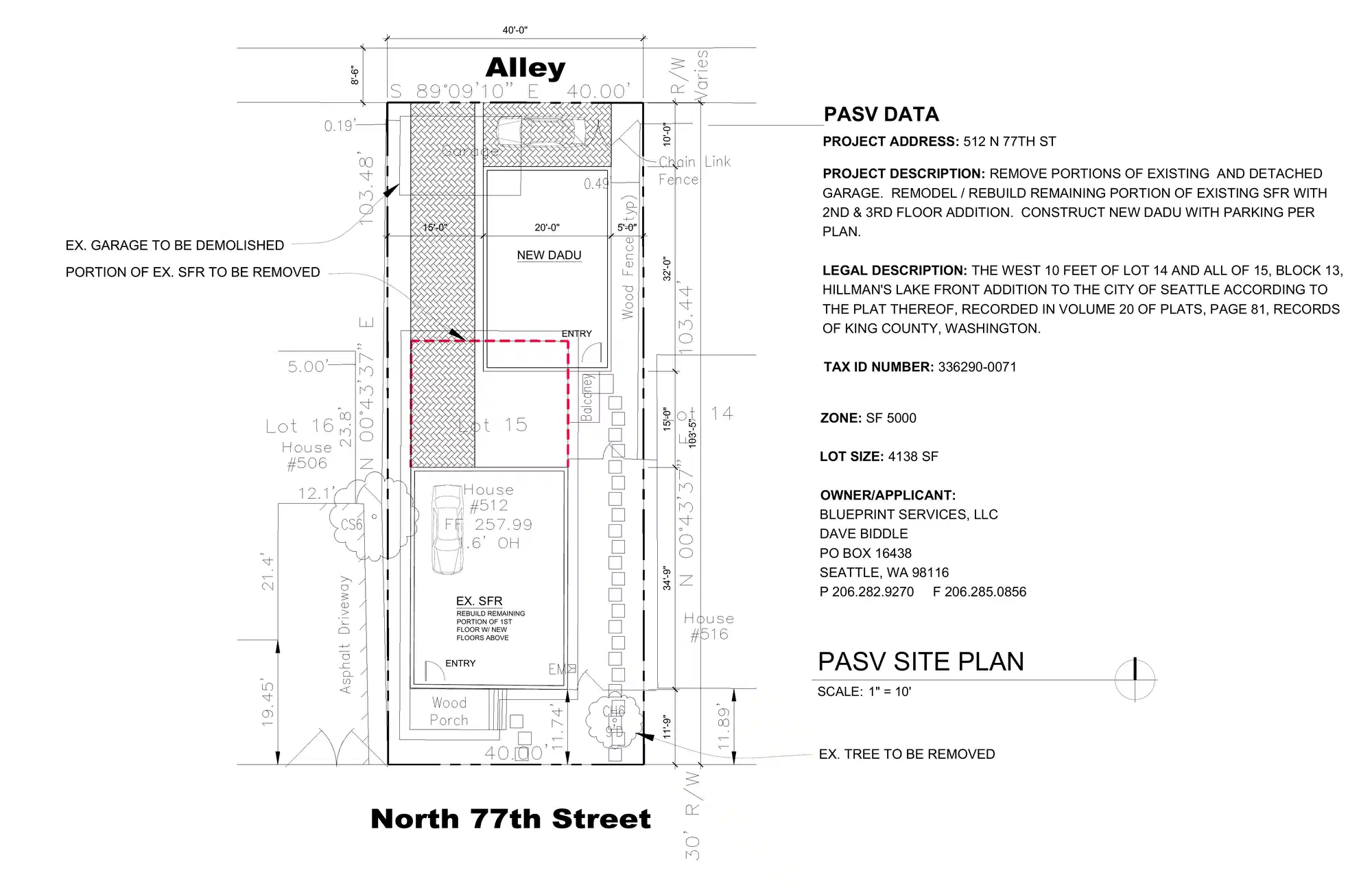 Site plan for 512 N 77th St