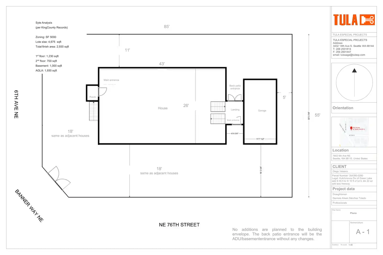 Site plan for 7602 6th Ave NE