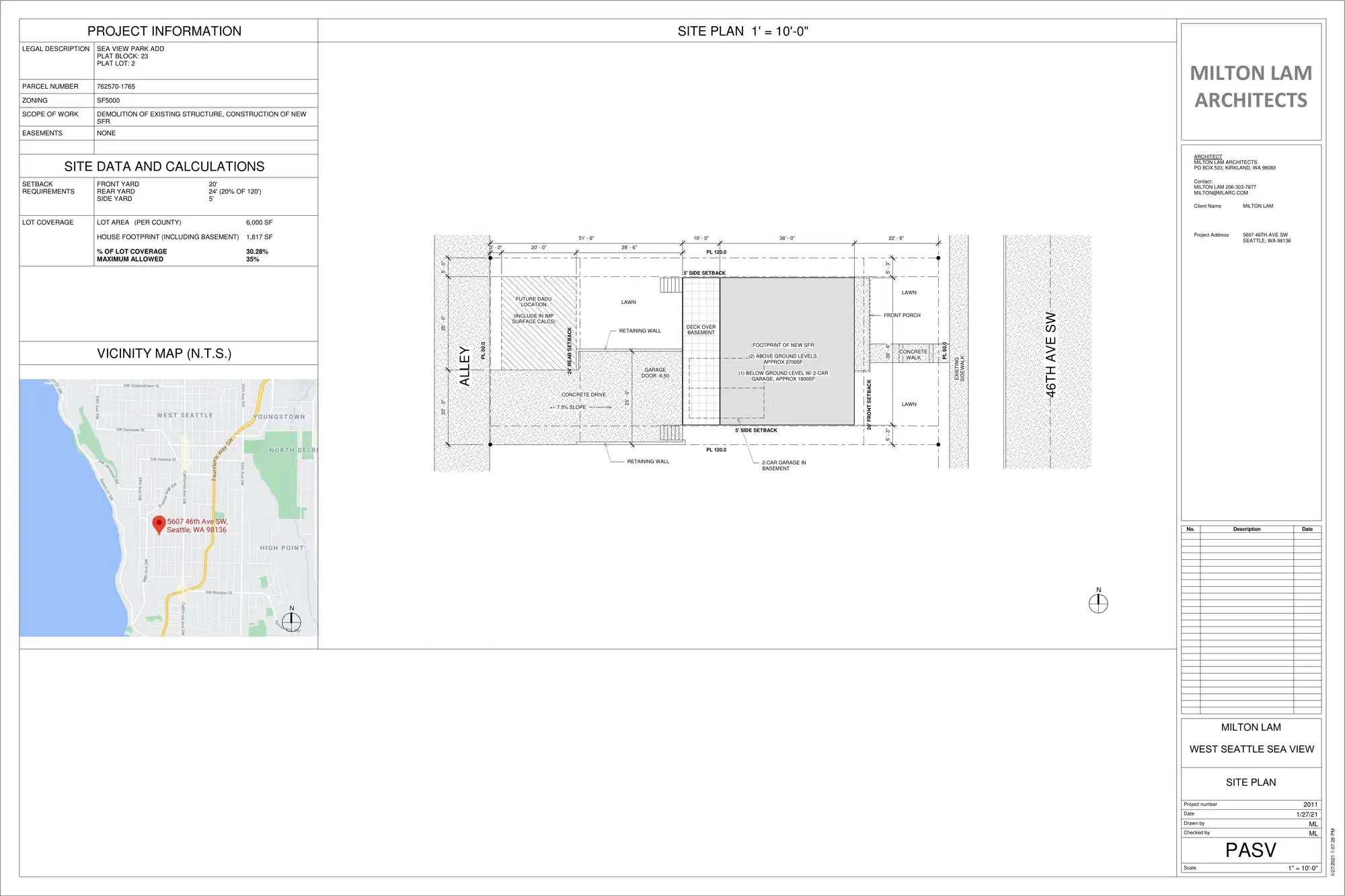 Site plan for 5607 46th Ave SW