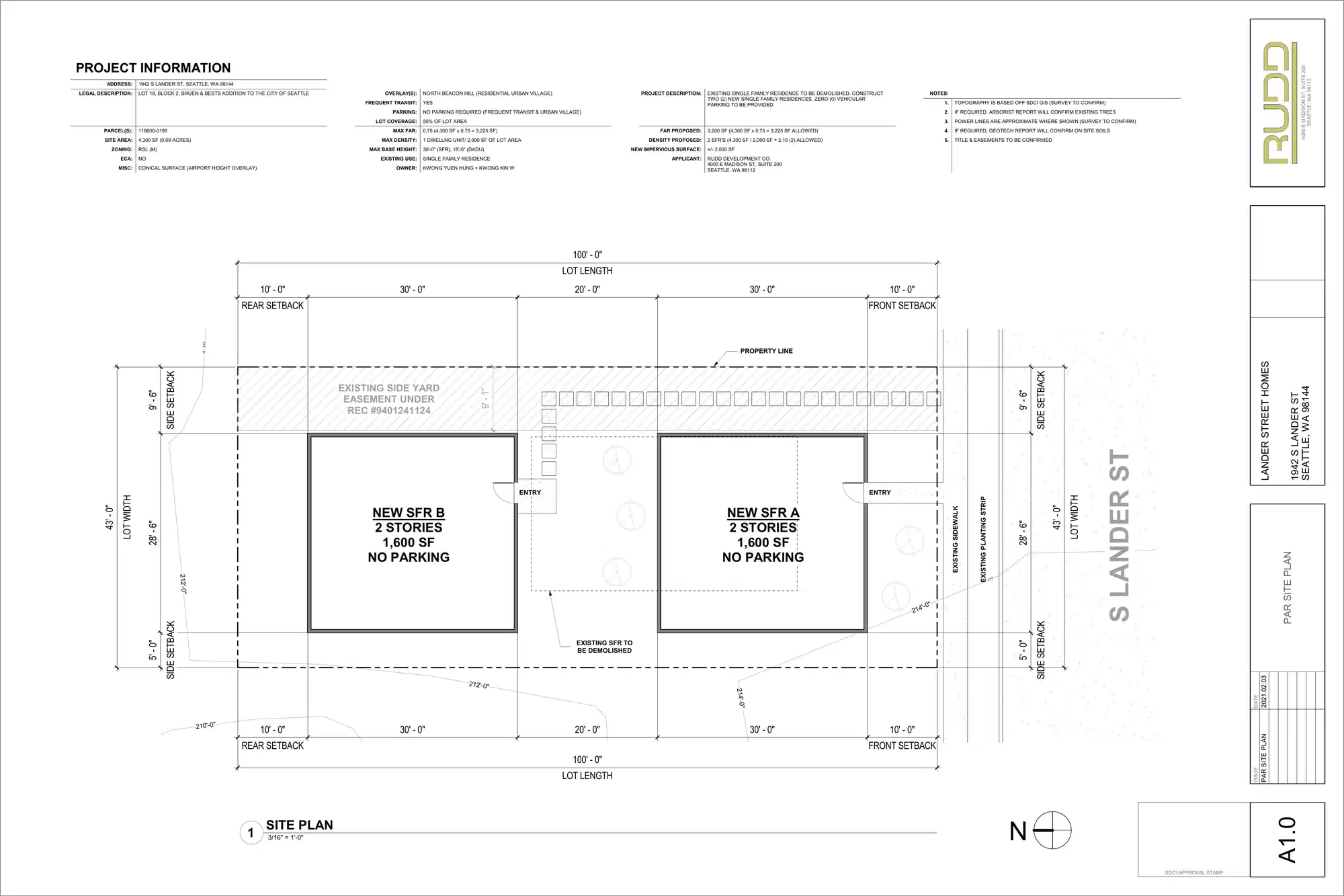 Site plan for 1942 S Lander St