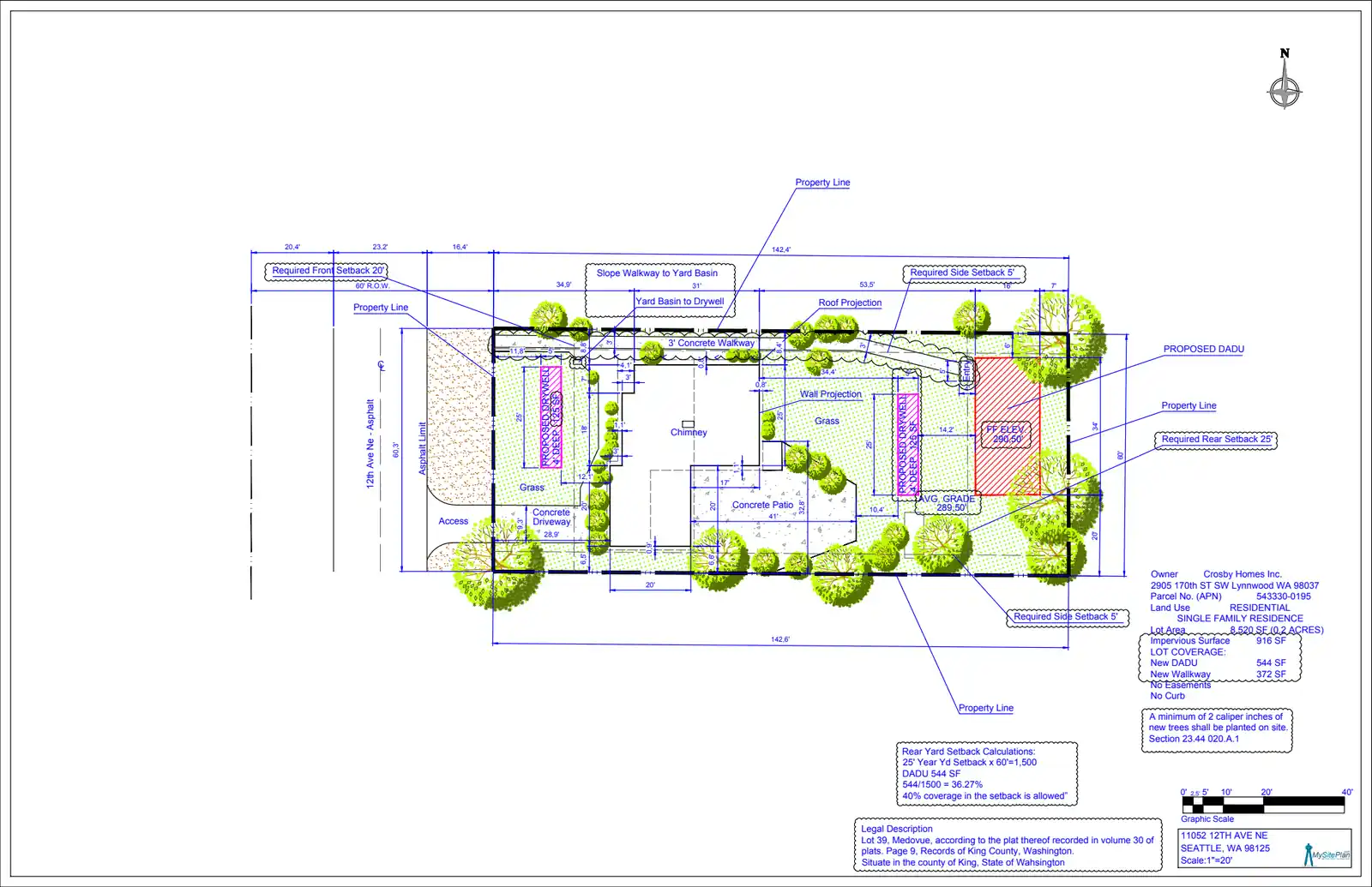 Site plan for 11054 12th Ave NE