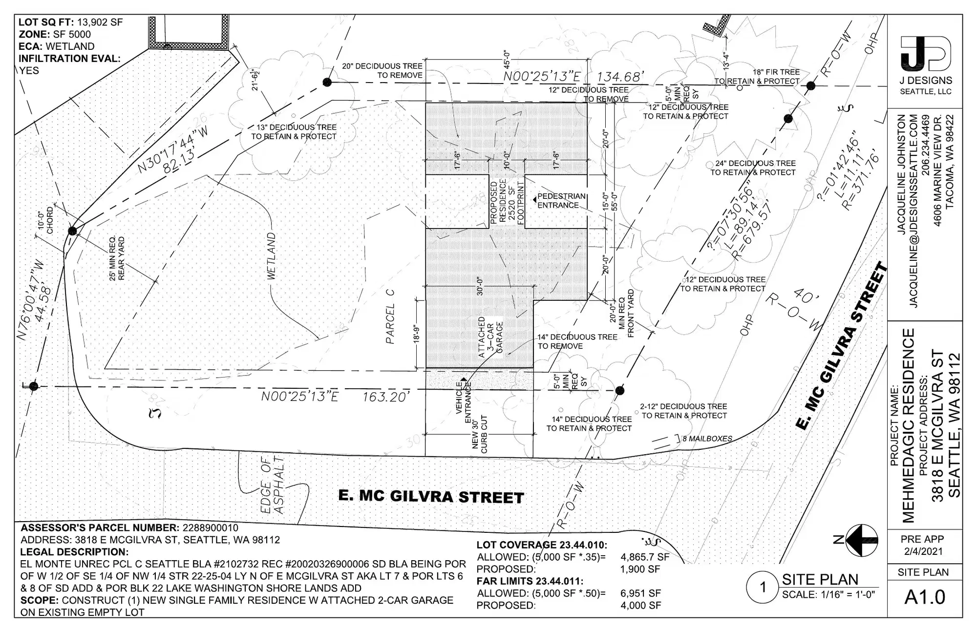 Site plan for 3818 E Mcgilvra St
