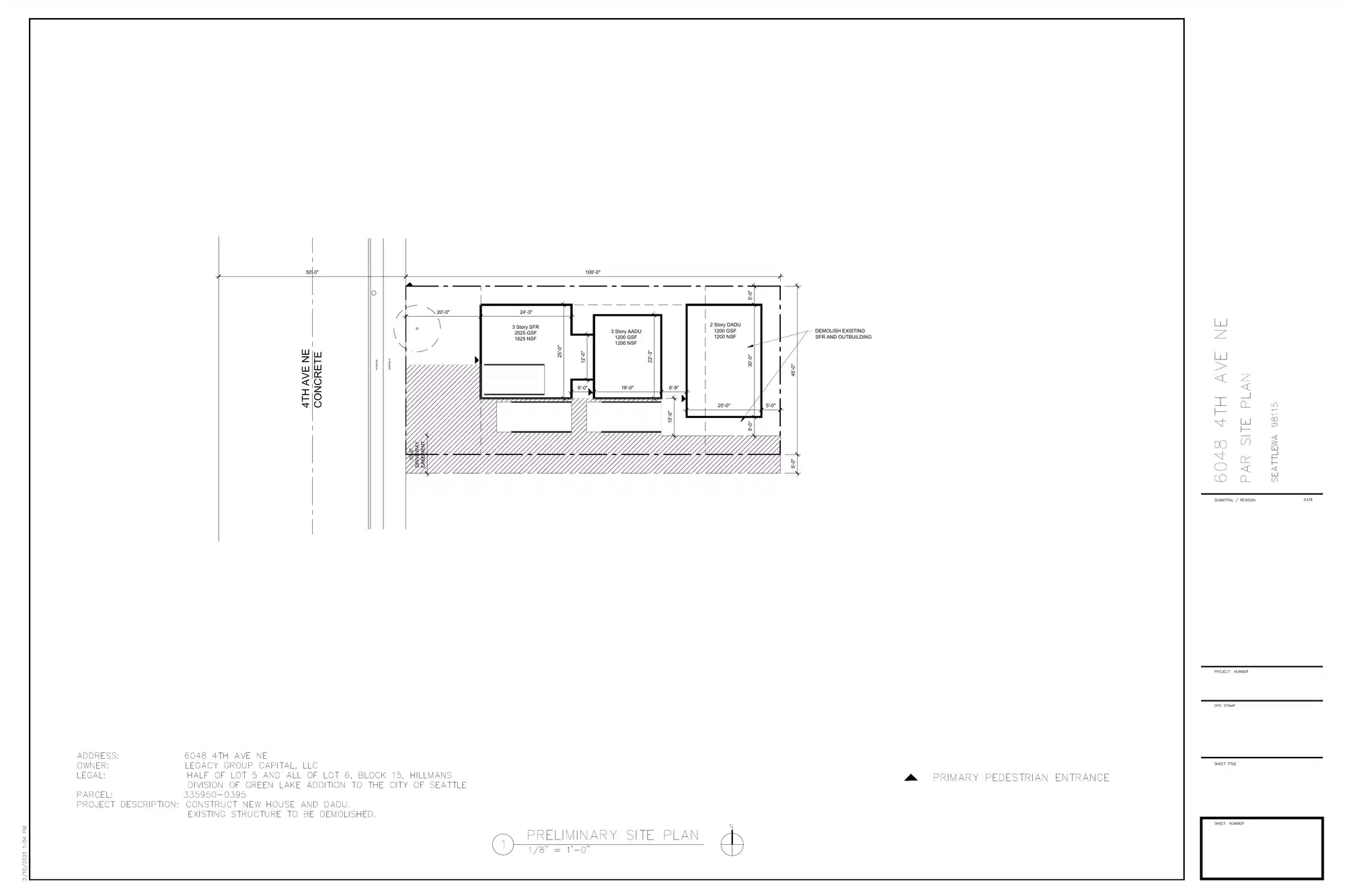 Site plan for 6048 4th Ave NE