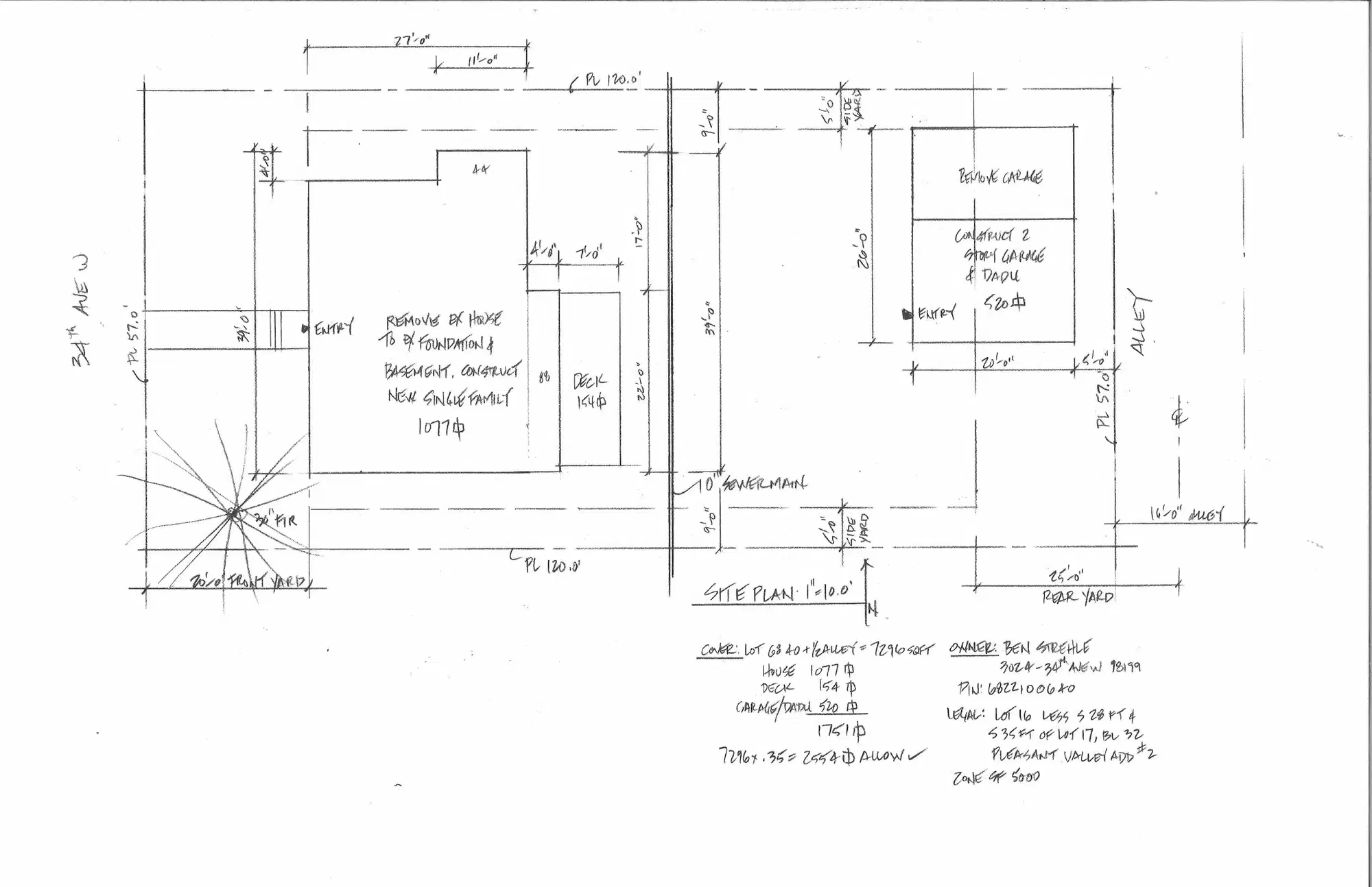 Site plan for 3024 34th Ave W